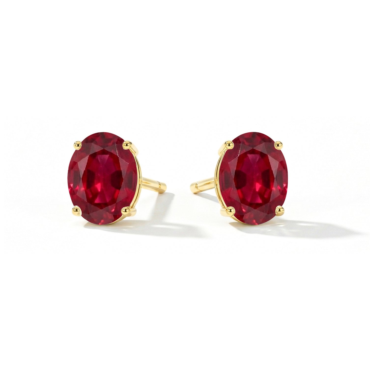 Ruby Oval Solitaire Stud Earrings in  925 Sterling Silver 5.35ct
