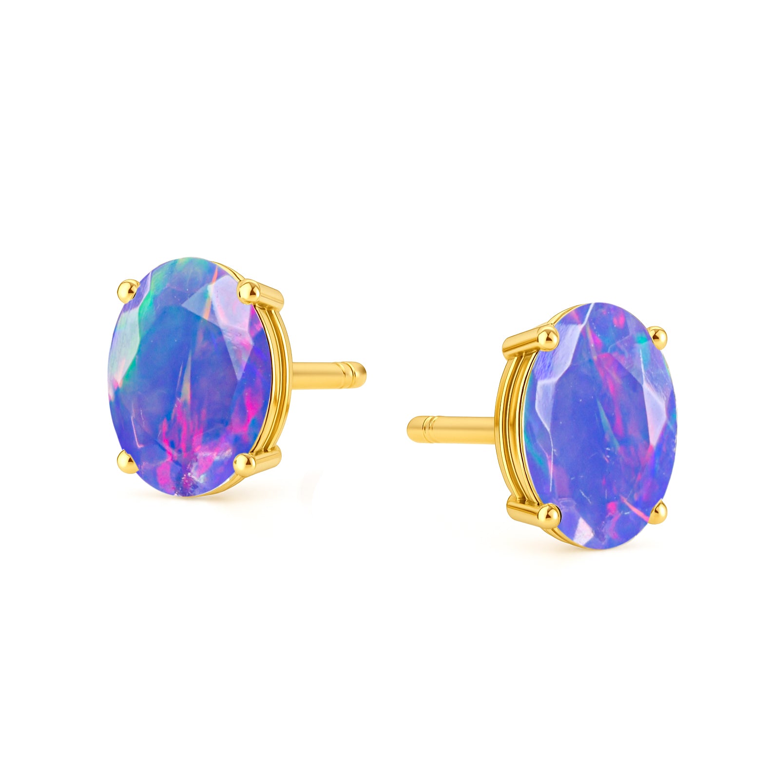Elegant 7x5 mm Lavender Opal Oval Stud Earrings | 925 Sterling Silver