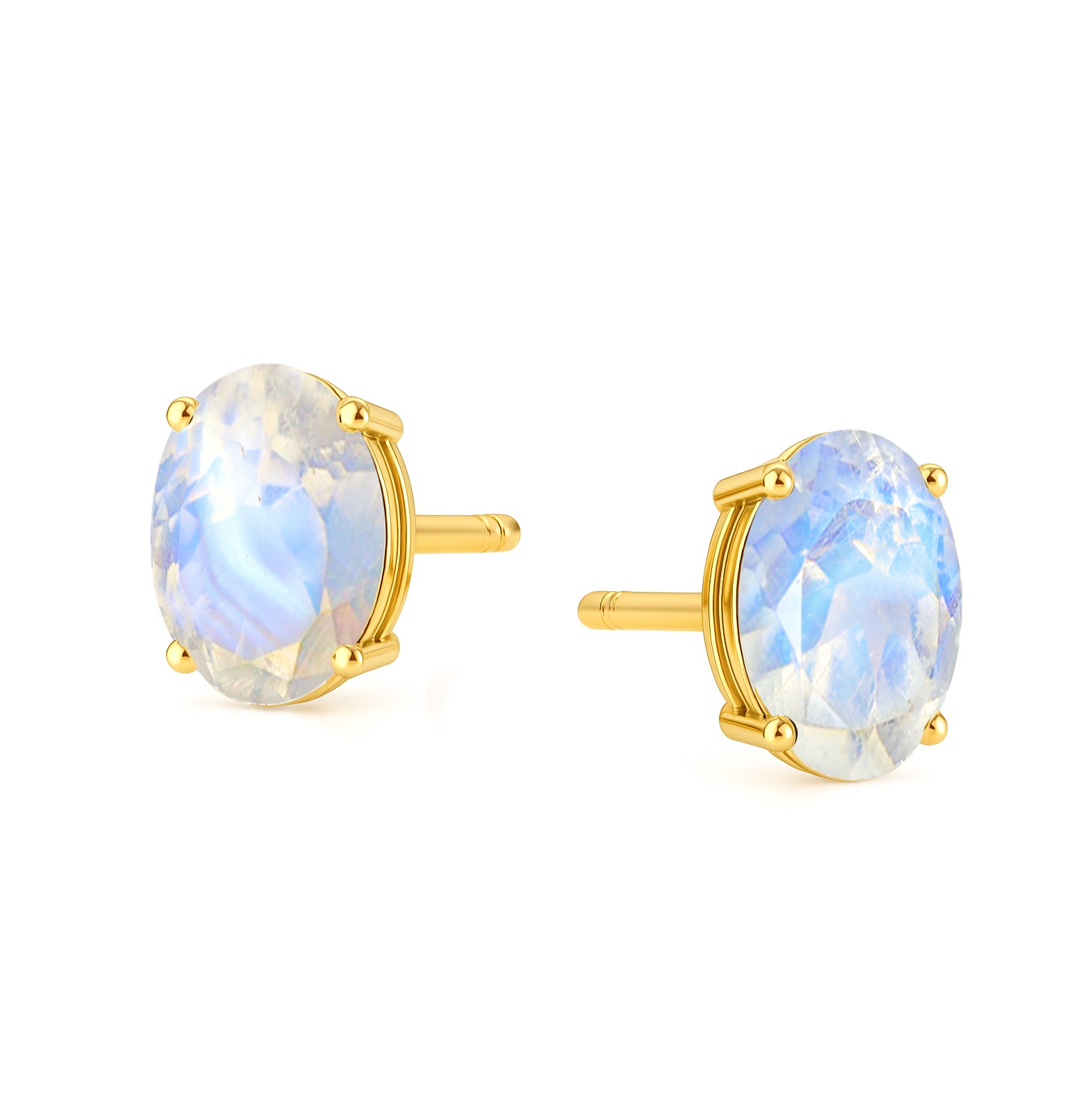 Elegant 7x5 mm Moonstone Oval Stud Earrings | 925 Sterling Silver