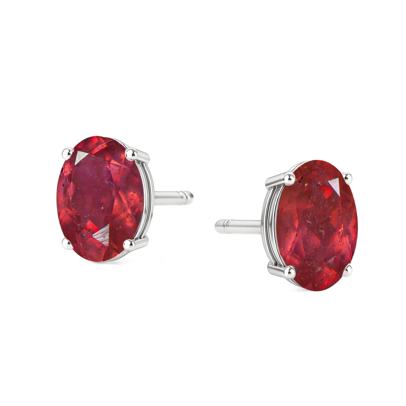 Elegant 7x5 mm Ruby Oval Stud Earrings | 925 Sterling Silver