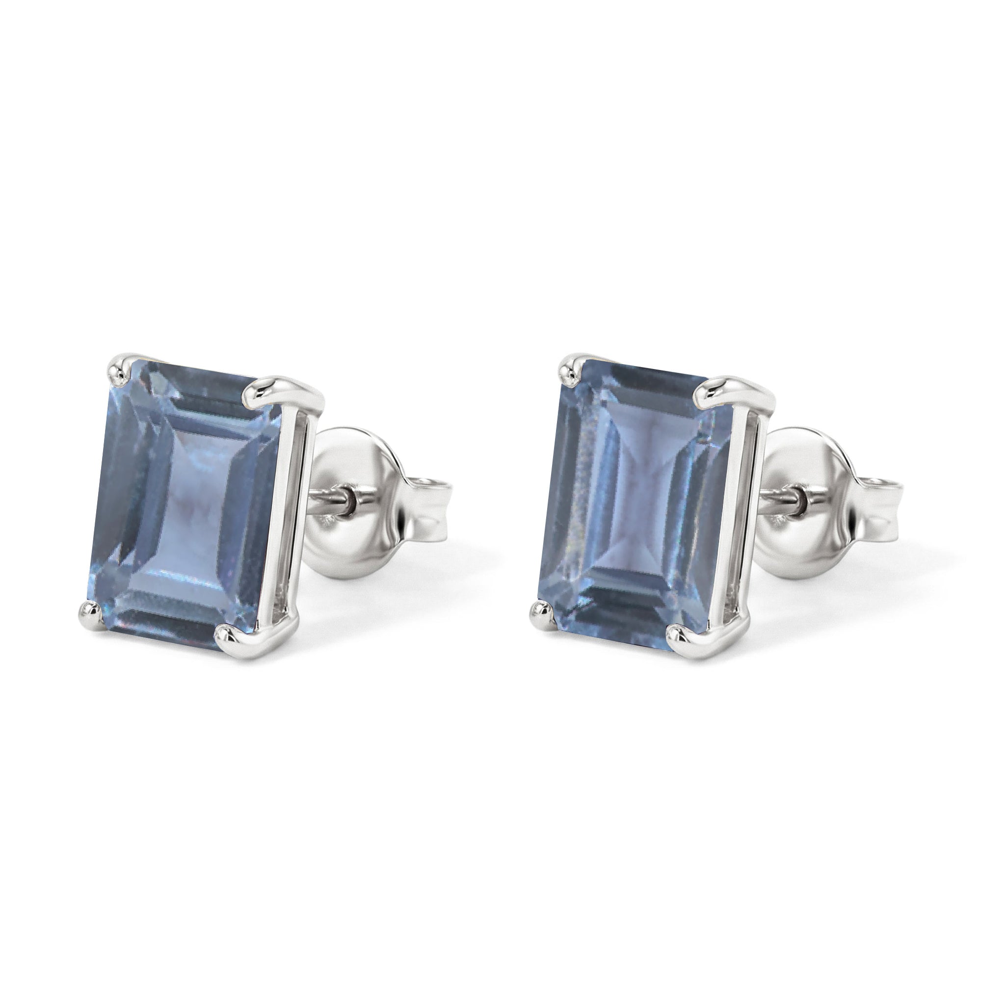 Alexandrite Octagon Stud Earrings in 925 Sterling Silver 5.35ct