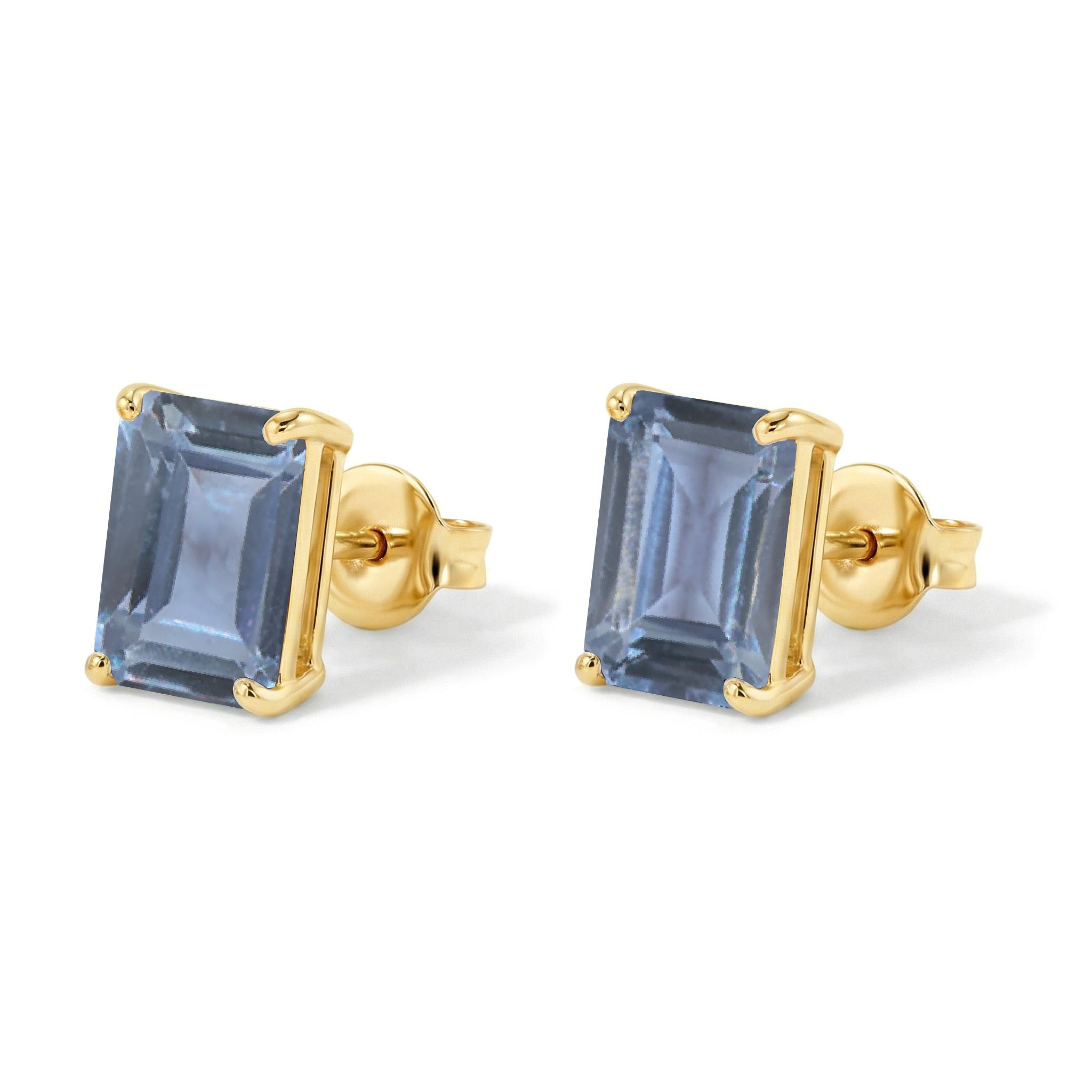 Alexandrite Octagon Stud Earrings in 925 Sterling Silver 5.35ct