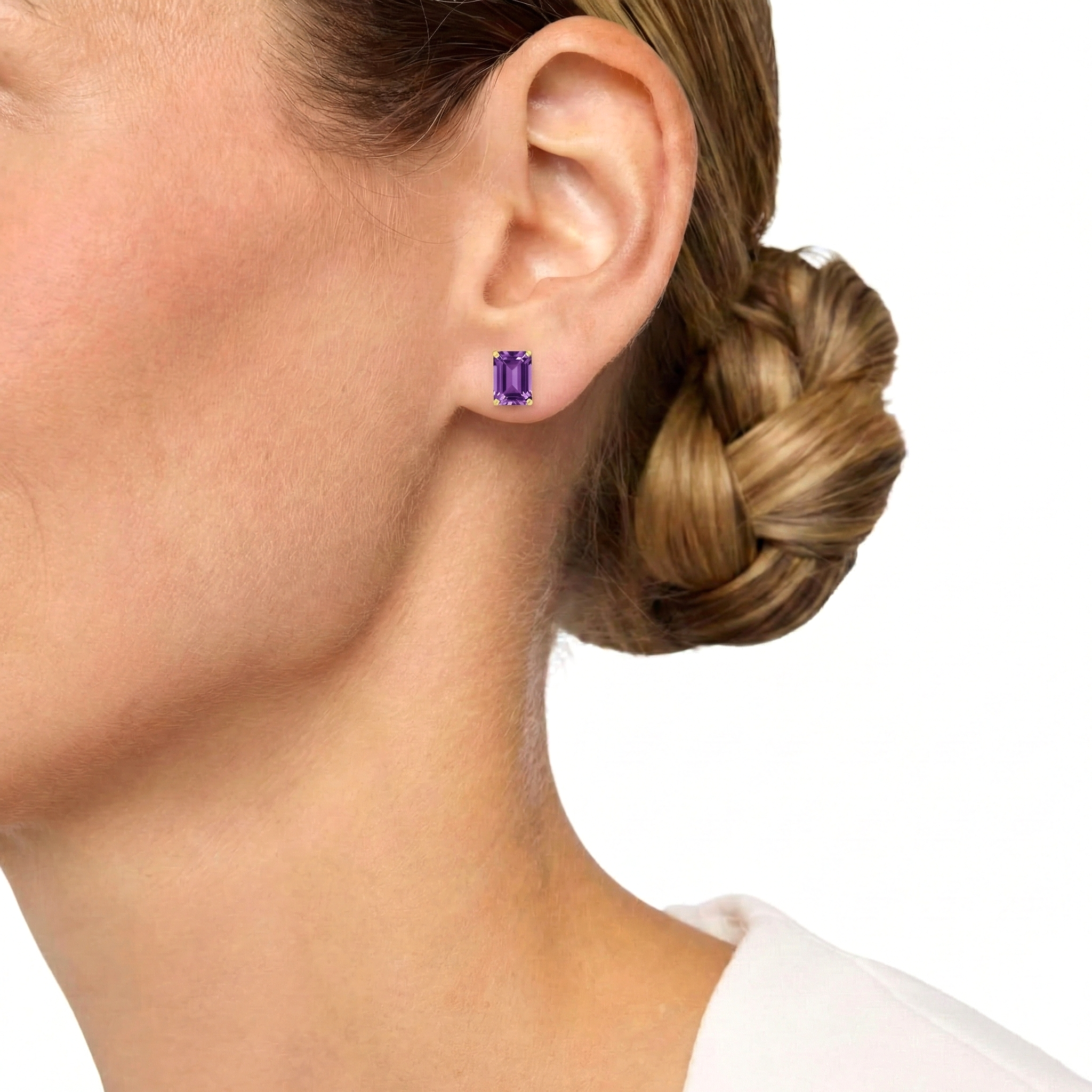 Amethyst Octagon Stud Earrings in925 Sterling Silver 5.35ct
