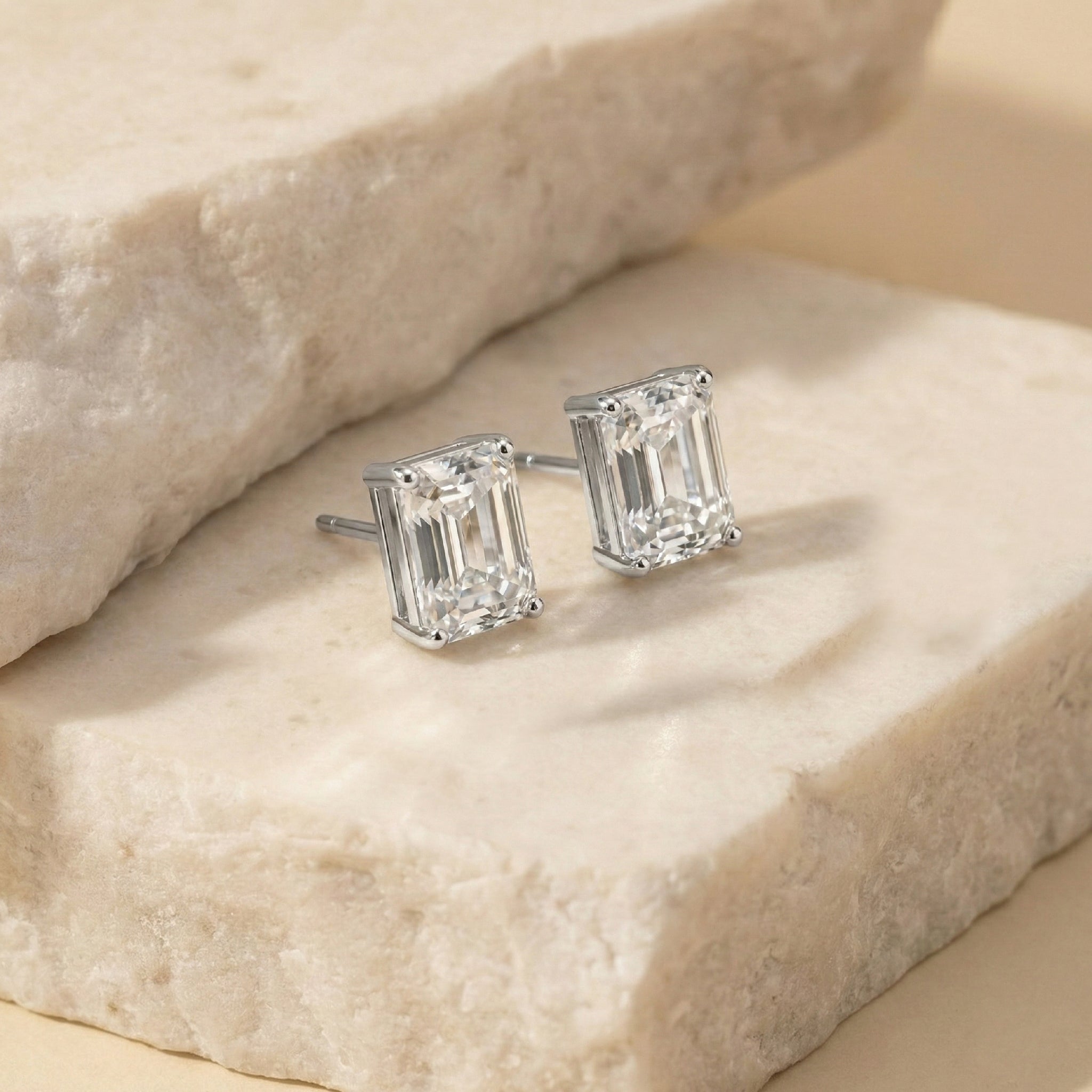 Simulated Diamond Octagon Stud Earrings in 925 Sterling Silver 5.35ct
