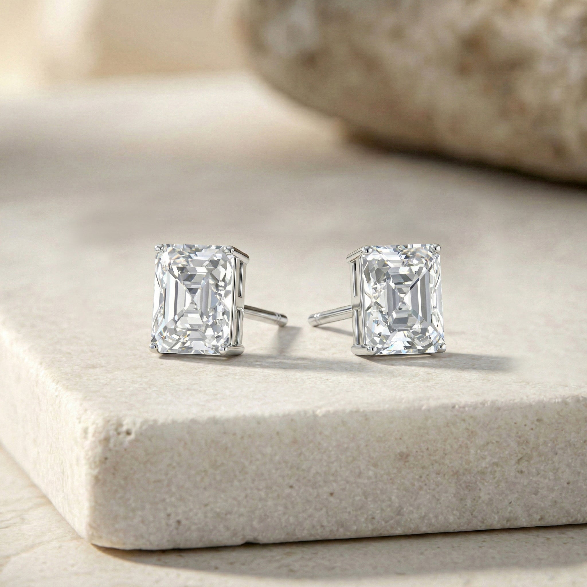 Simulated Diamond Octagon Stud Earrings in 925 Sterling Silver 5.35ct
