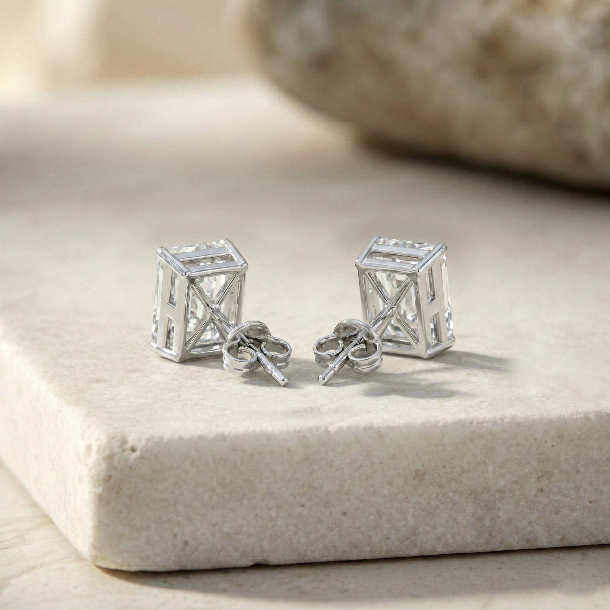 Simulated Diamond Octagon Stud Earrings in 925 Sterling Silver 5.35ct
