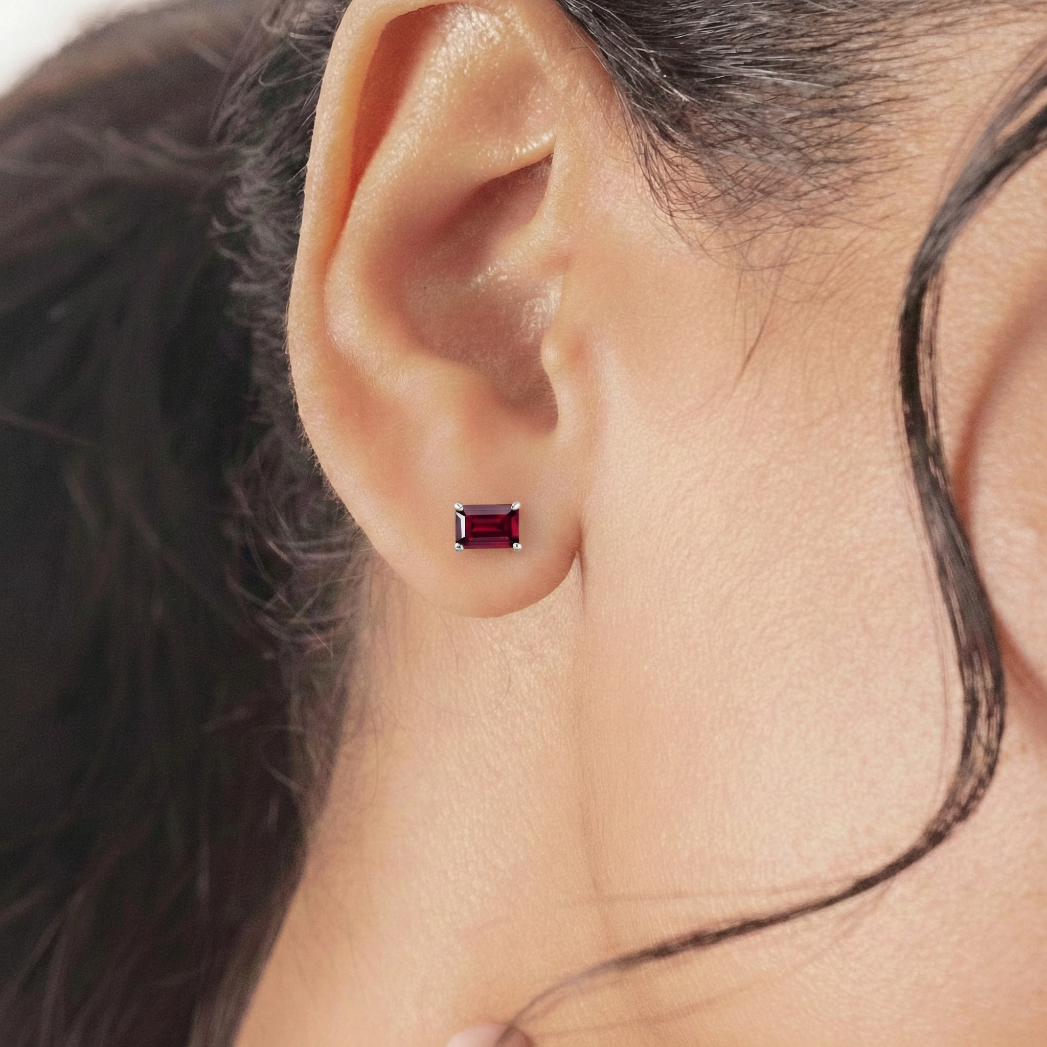 Garnet Octagon Stud Earrings in 925 Sterling Silver 5.35ct