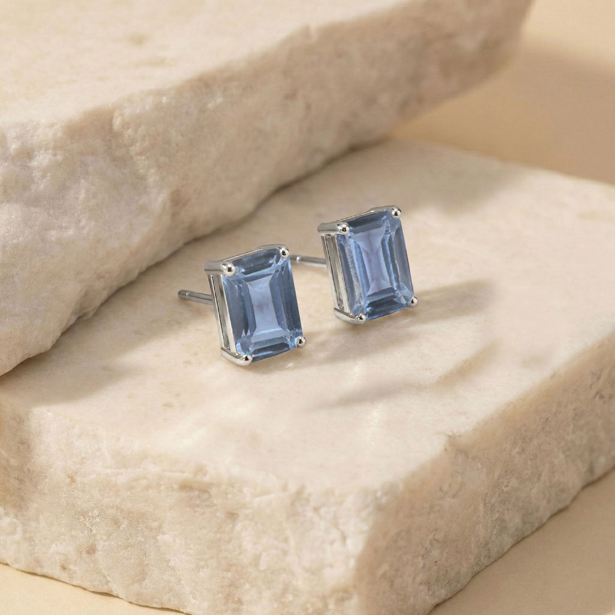Alexandrite Octagon Stud Earrings in 925 Sterling Silver 5.35ct