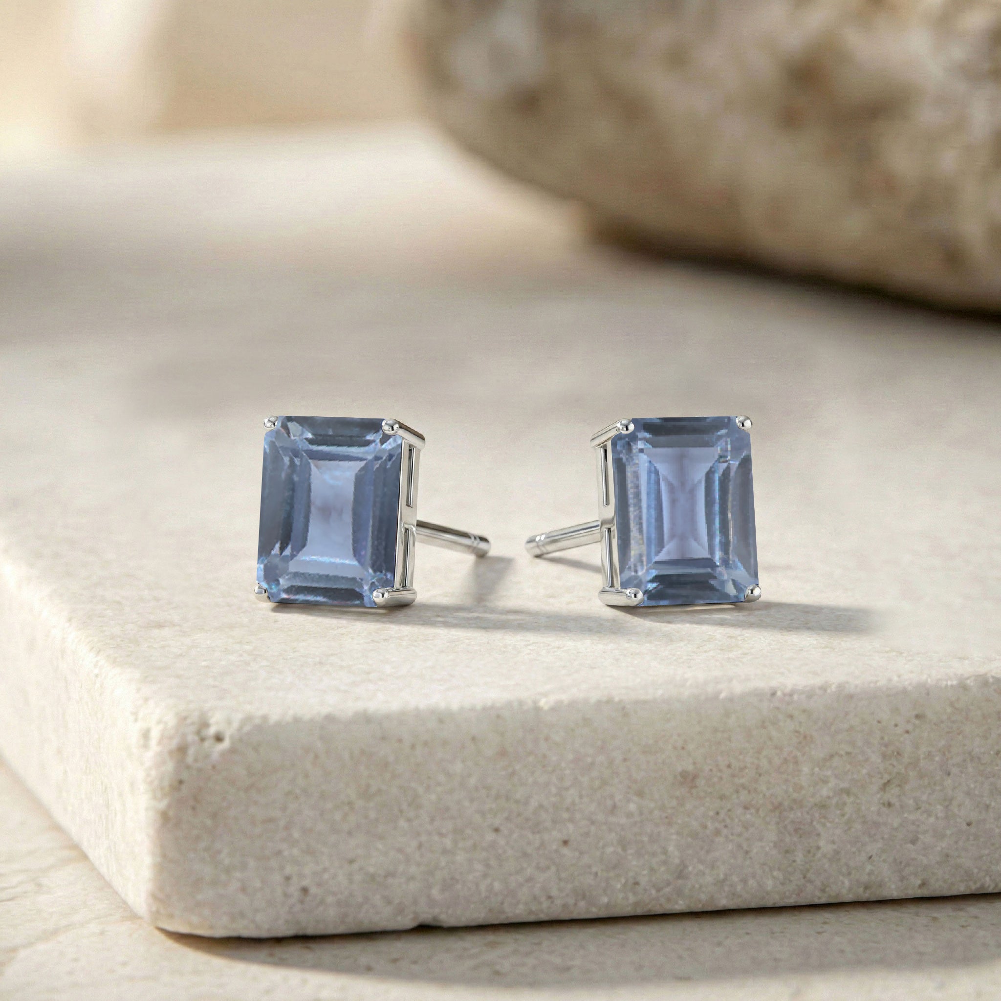 Alexandrite Octagon Stud Earrings in 925 Sterling Silver 5.35ct