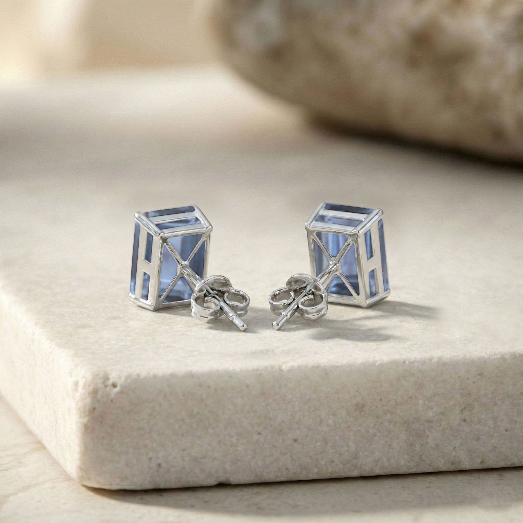 Alexandrite Octagon Stud Earrings in 925 Sterling Silver 5.35ct