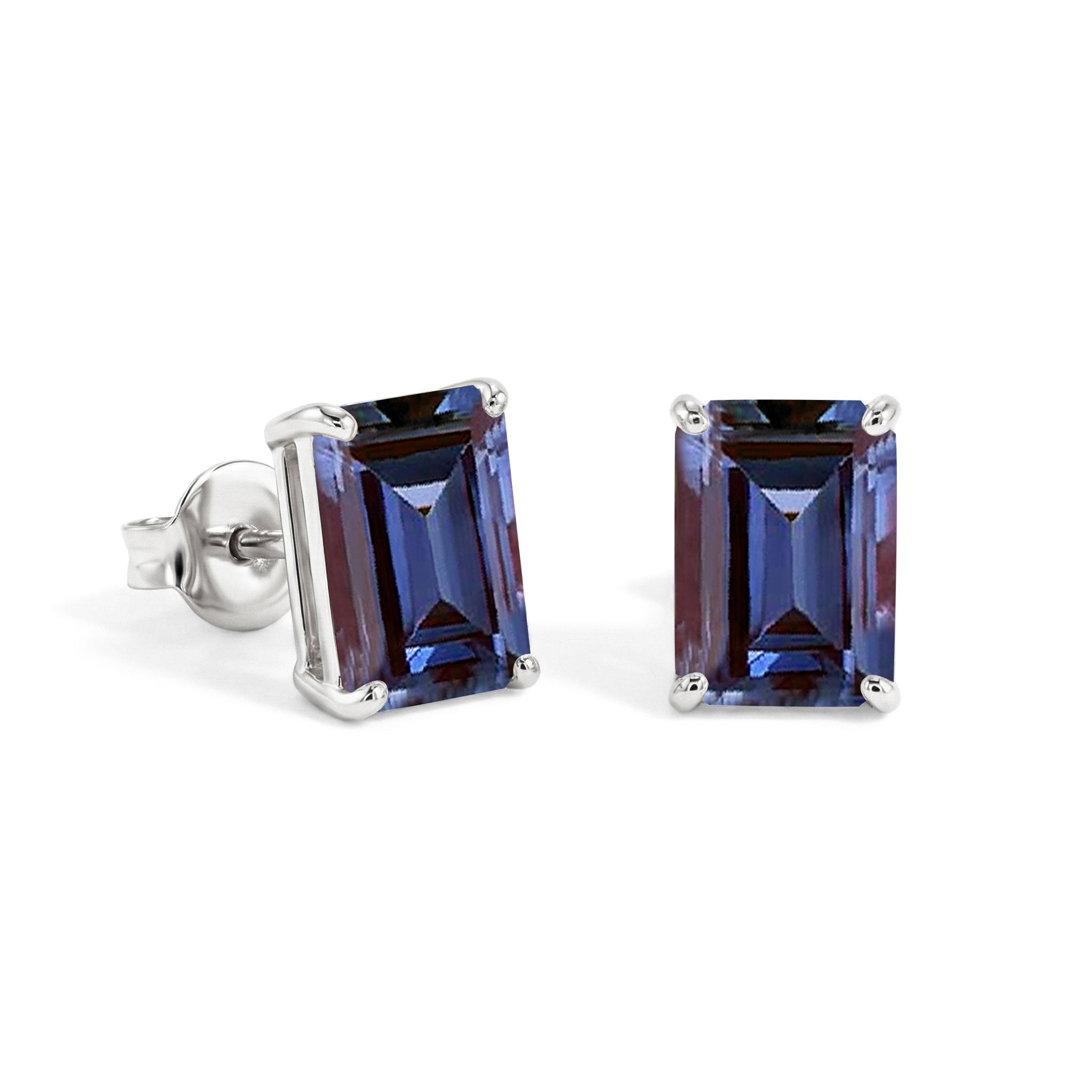 Alexandrite Octagon Stud Earrings in 925 Sterling Silver 5.35ct
