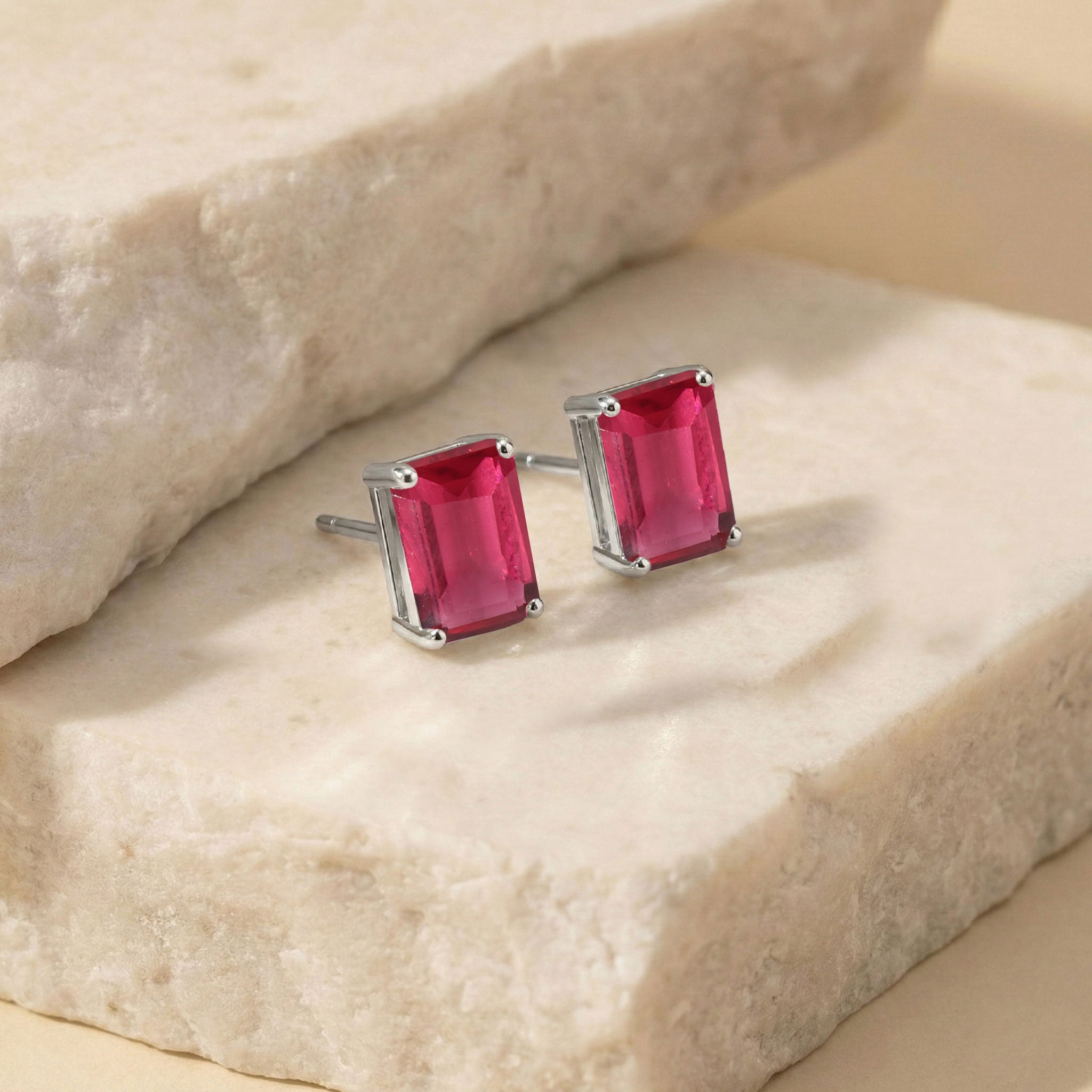 Beautiful Pink Tourmaline Octagon Stud Earrings in 925 Sterling Silver 5.35ct