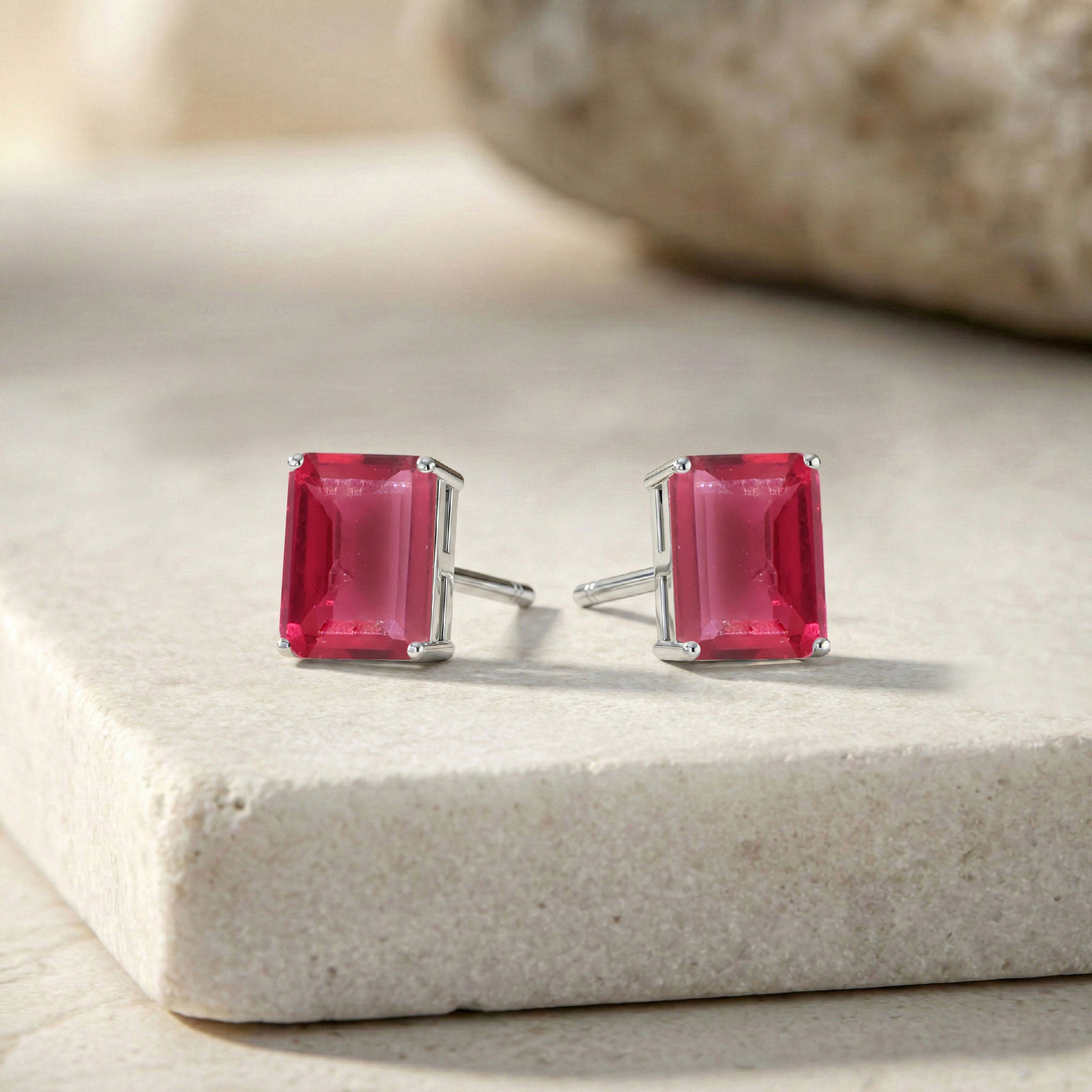Beautiful Pink Tourmaline Octagon Stud Earrings in 925 Sterling Silver 5.35ct