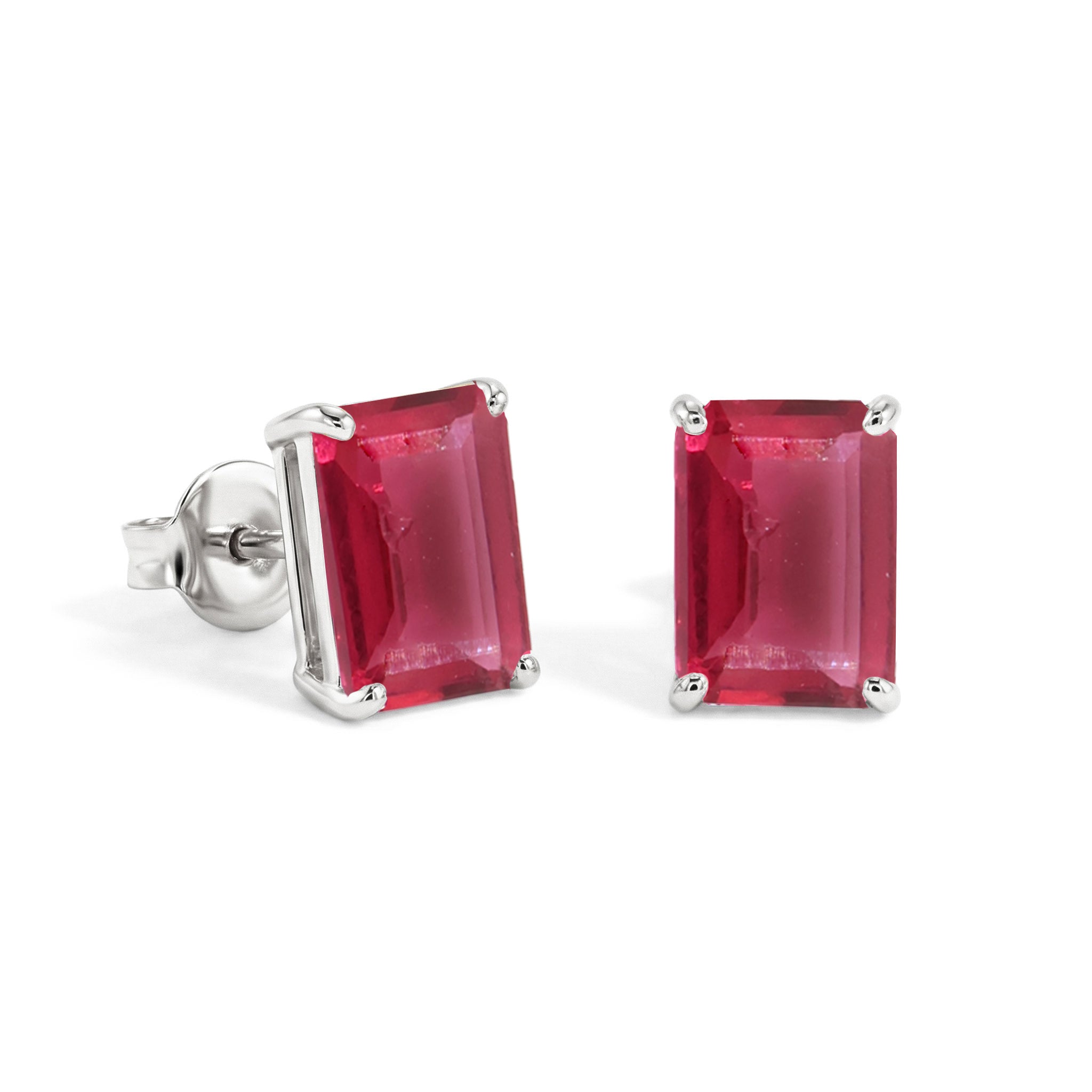 Beautiful Pink Tourmaline Octagon Stud Earrings in 925 Sterling Silver 5.35ct