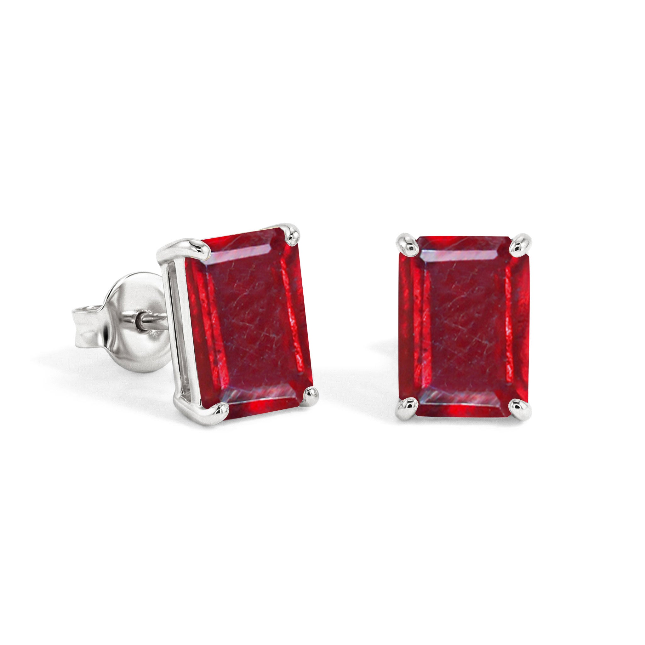 Ruby Octagon Stud Earrings in 925 Sterling Silver 5.35ct
