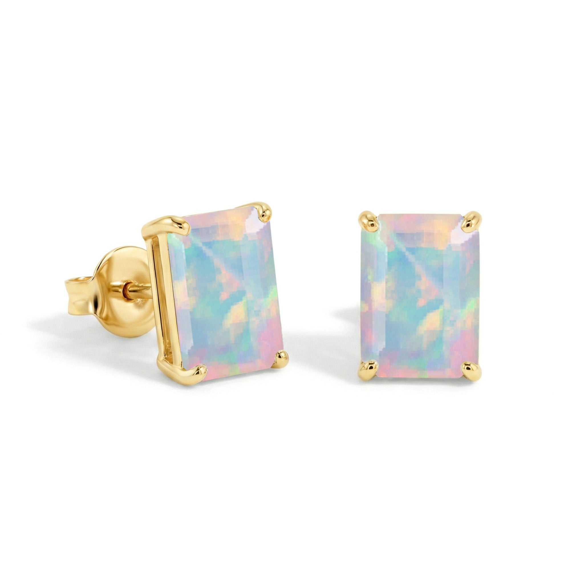 Unique White Opal Octagon Stud Earrings in 925 Sterling Silver 5.35ct
