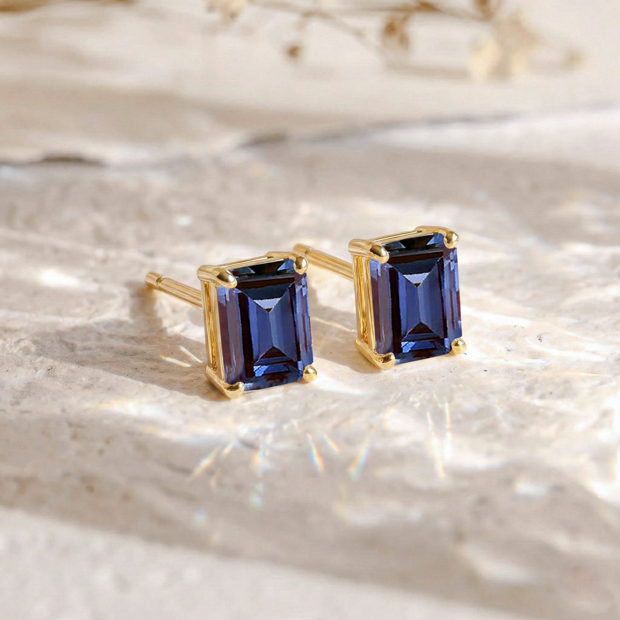 Alexandrite Octagon Stud Earrings in 925 Sterling Silver 5.35ct
