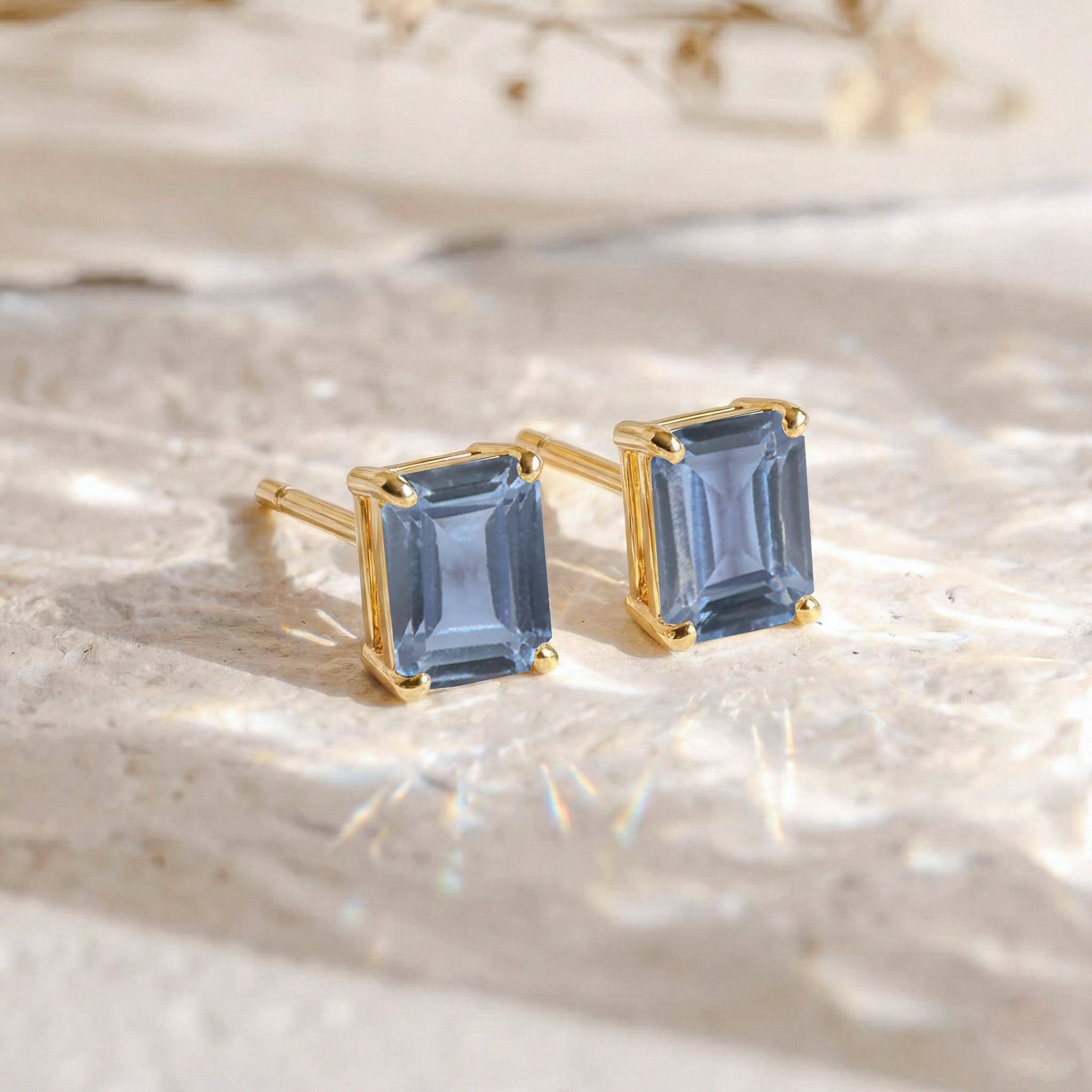 Alexandrite Octagon Stud Earrings in 925 Sterling Silver 5.35ct