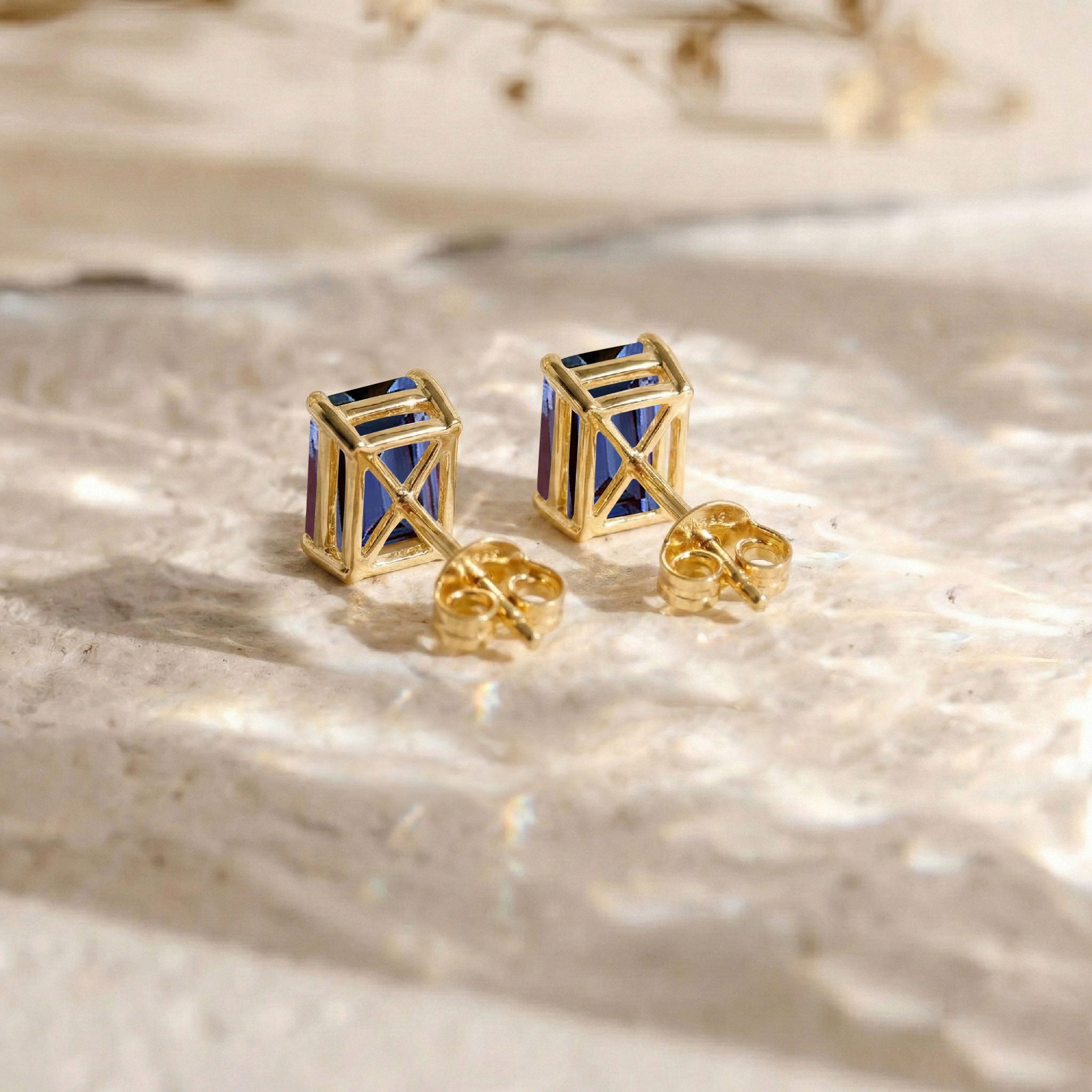 Alexandrite Octagon Stud Earrings in 925 Sterling Silver 5.35ct

