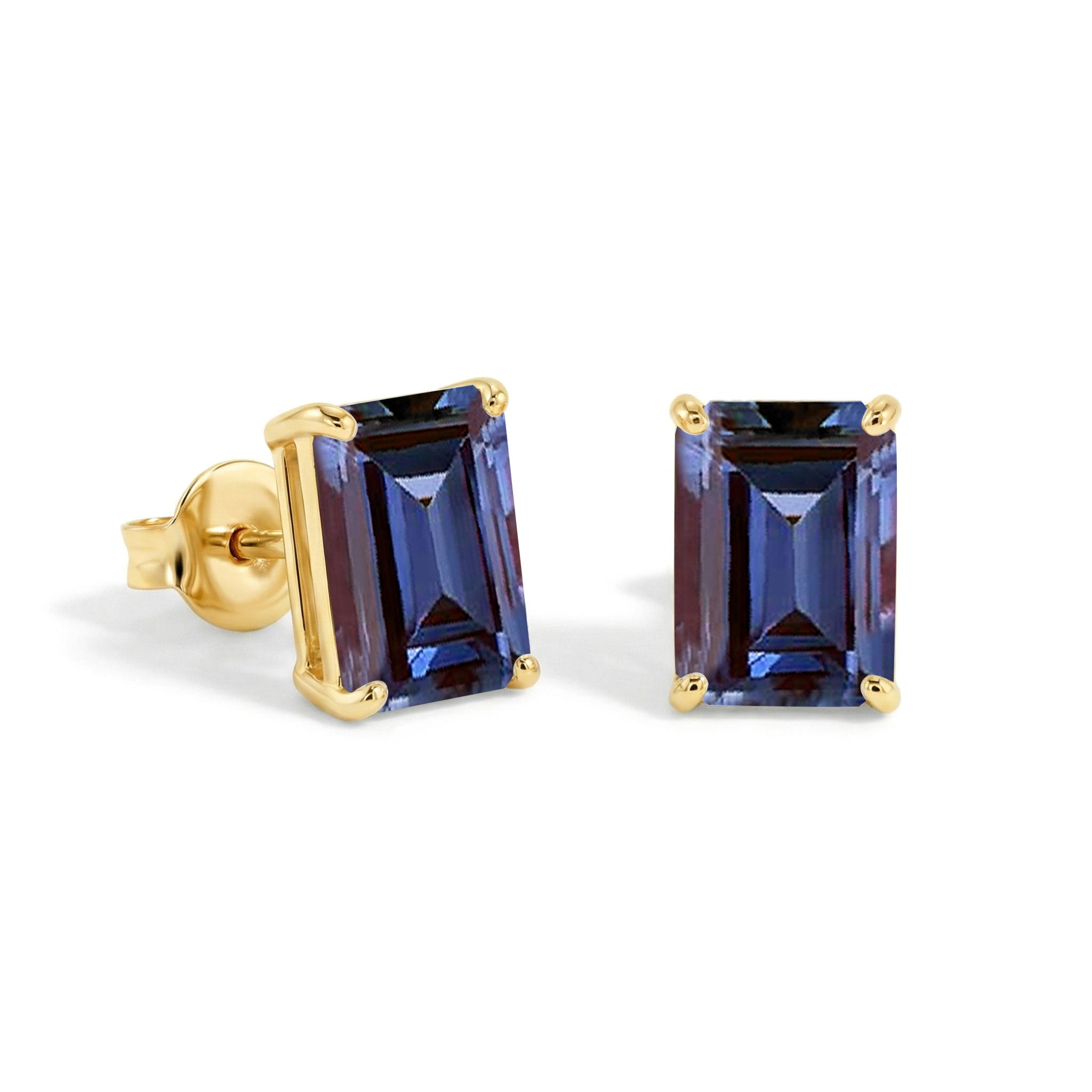 Alexandrite Octagon Stud Earrings in 925 Sterling Silver 5.35ct

