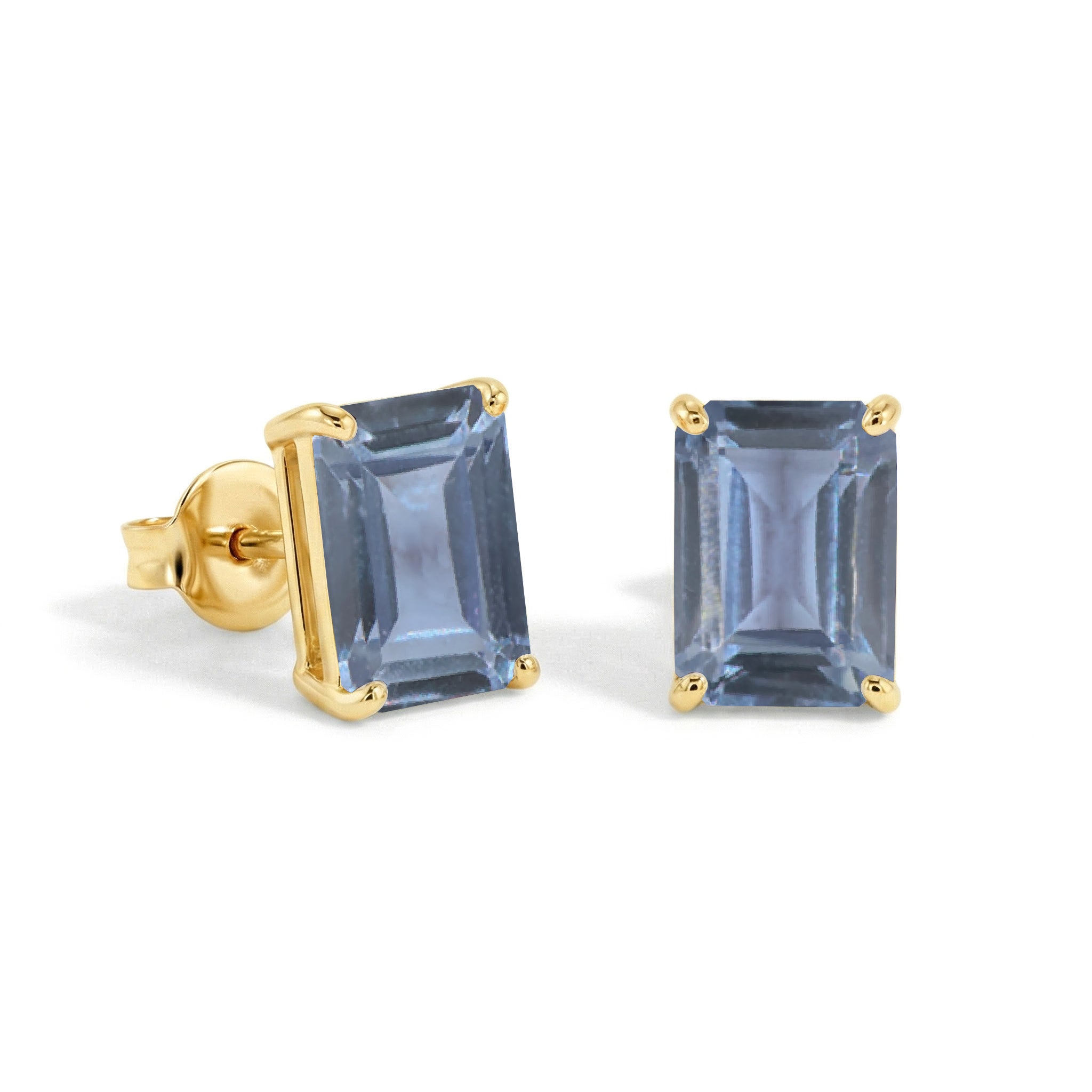 Alexandrite Octagon Stud Earrings in 925 Sterling Silver 5.35ct