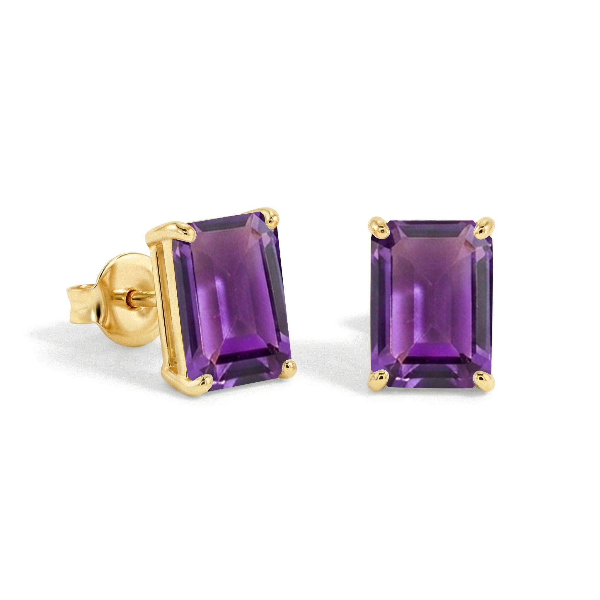 Amethyst Octagon Stud Earrings in925 Sterling Silver 5.35ct
