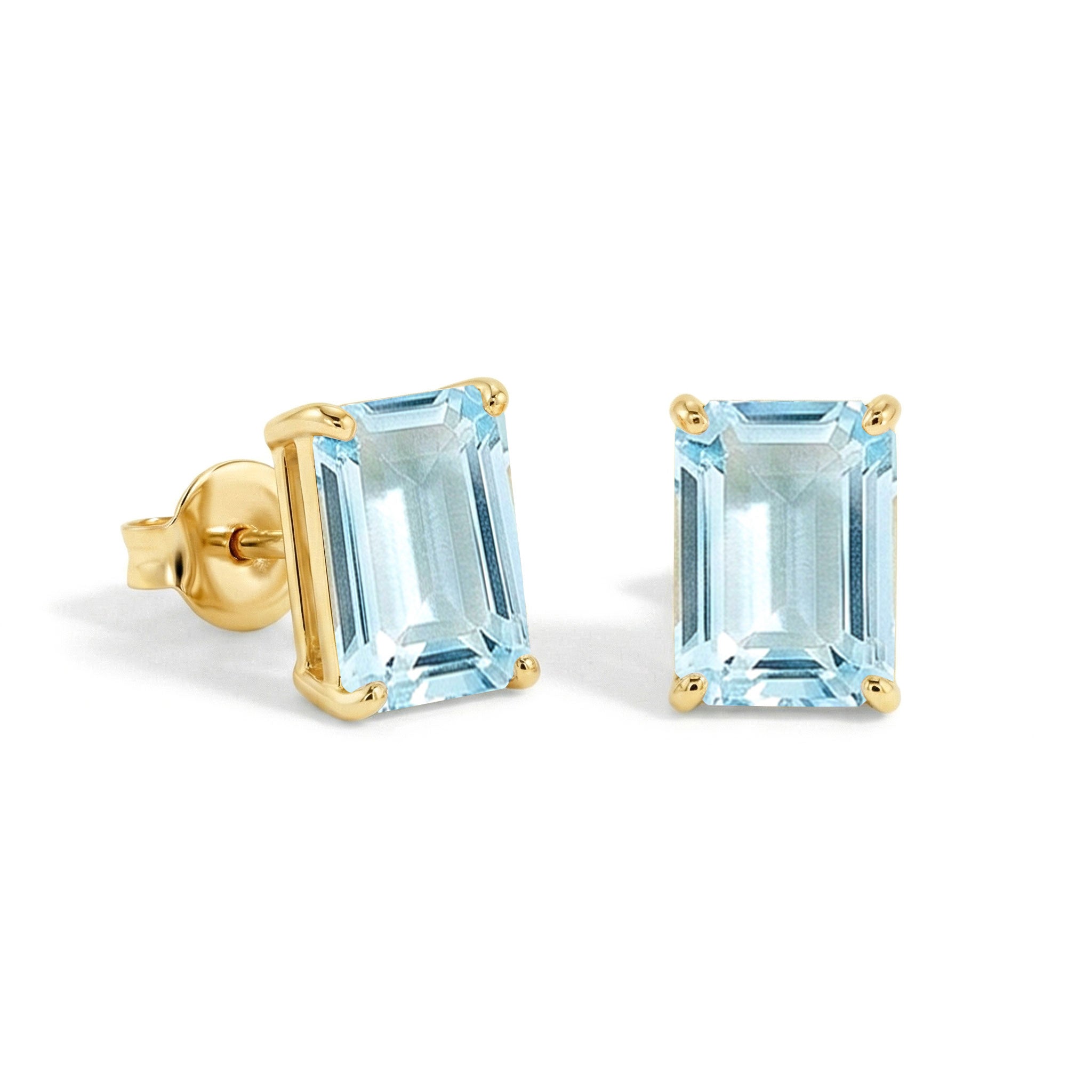 Aquamarine Octagon Stud Earrings in 925 Sterling Silver 5.35ct
