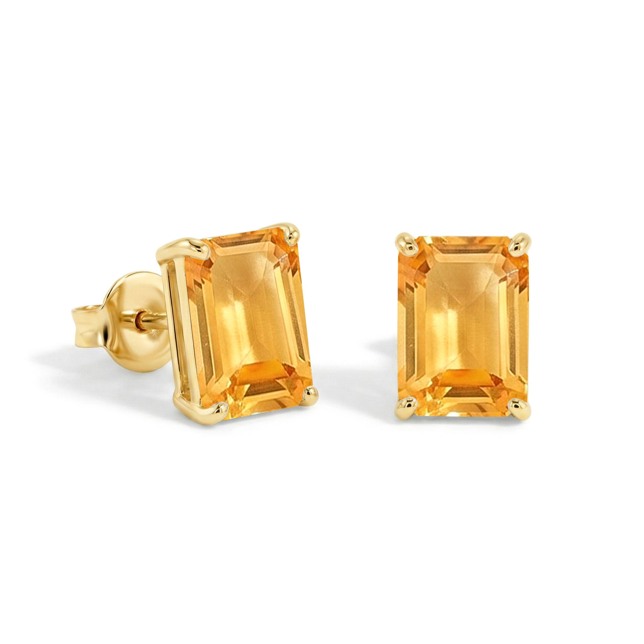 Luxury Citrine Octagon Stud Earrings in 925 Sterling Silver 5.35ct
