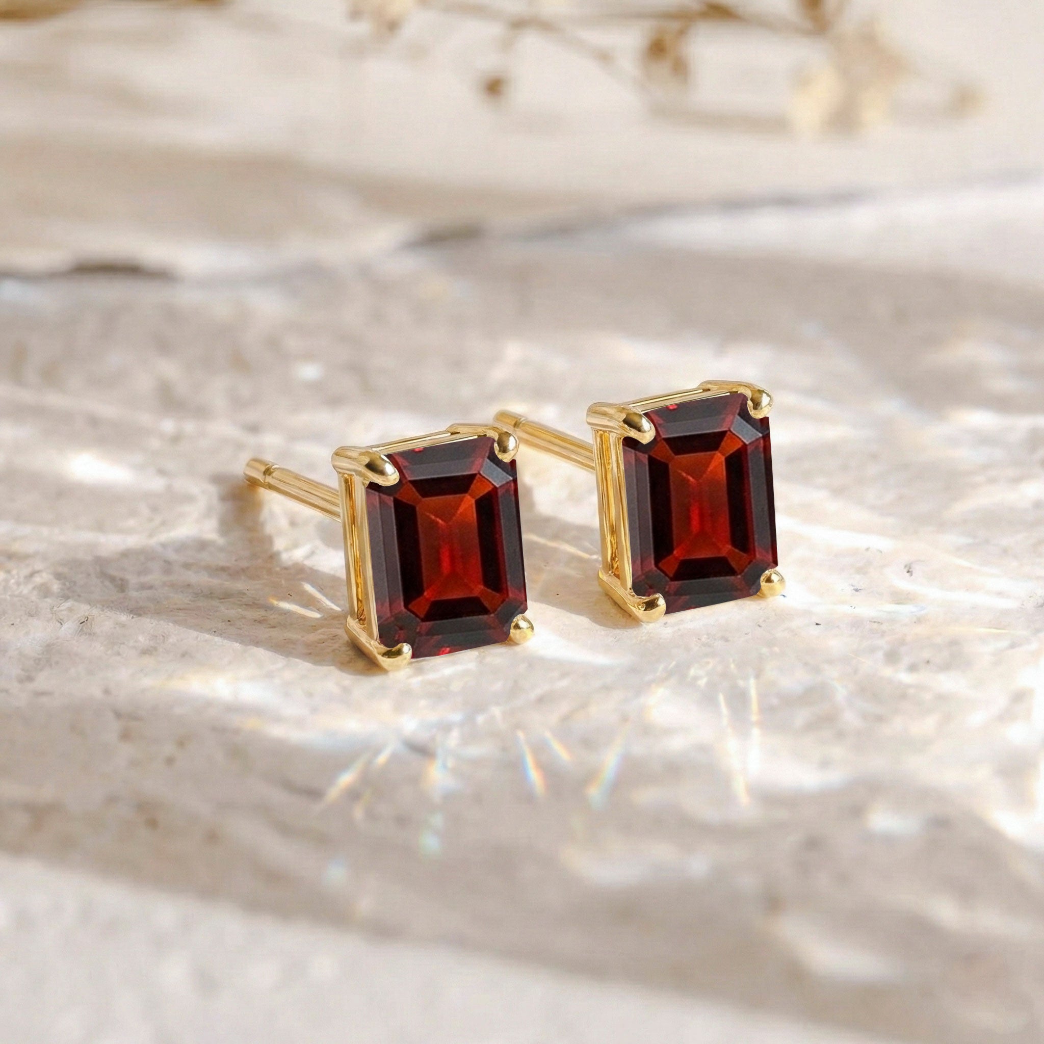 Garnet Octagon Stud Earrings in 925 Sterling Silver 5.35ct