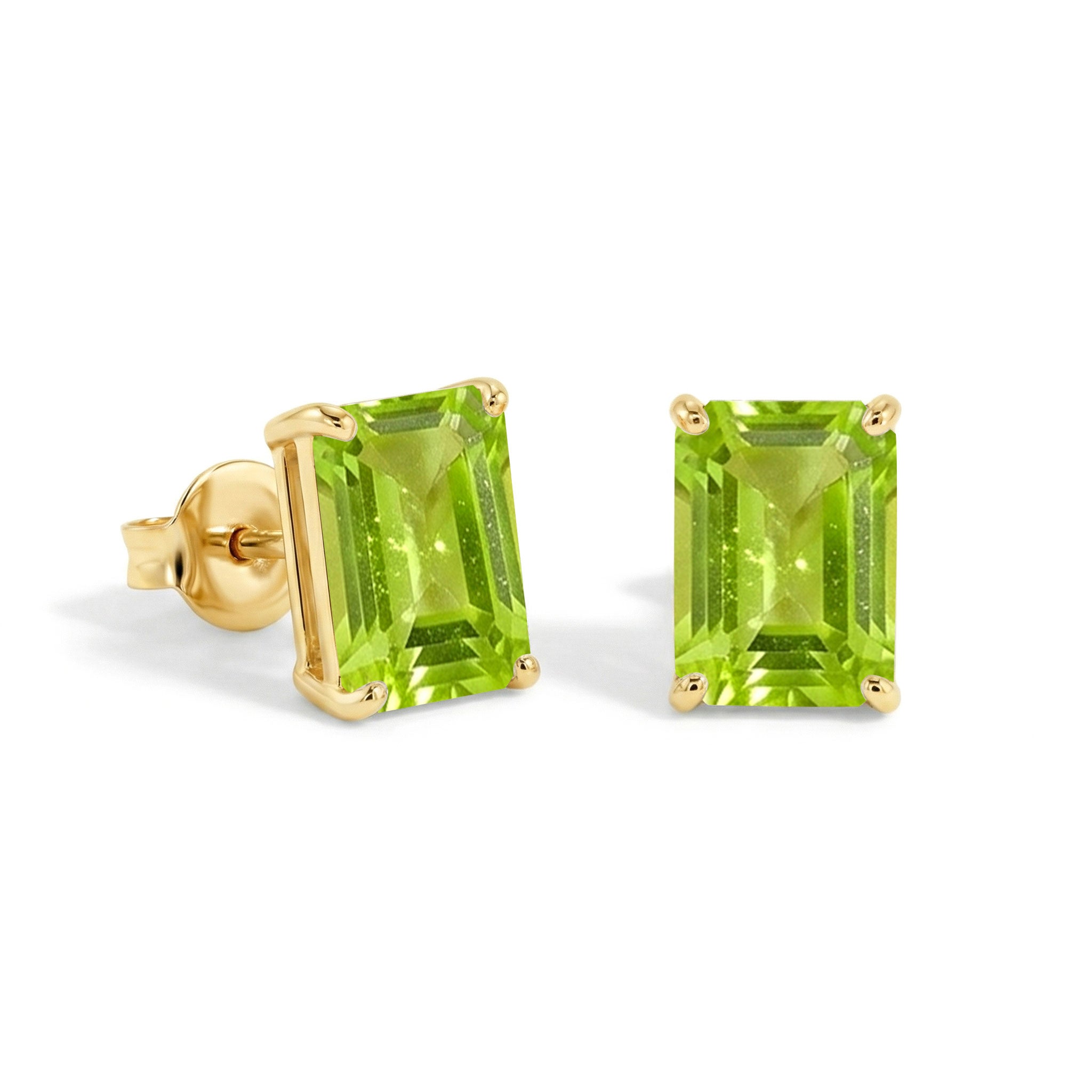Luxury Peridot Octagon Stud Earrings in 925 Sterling Silver 5.35ct
