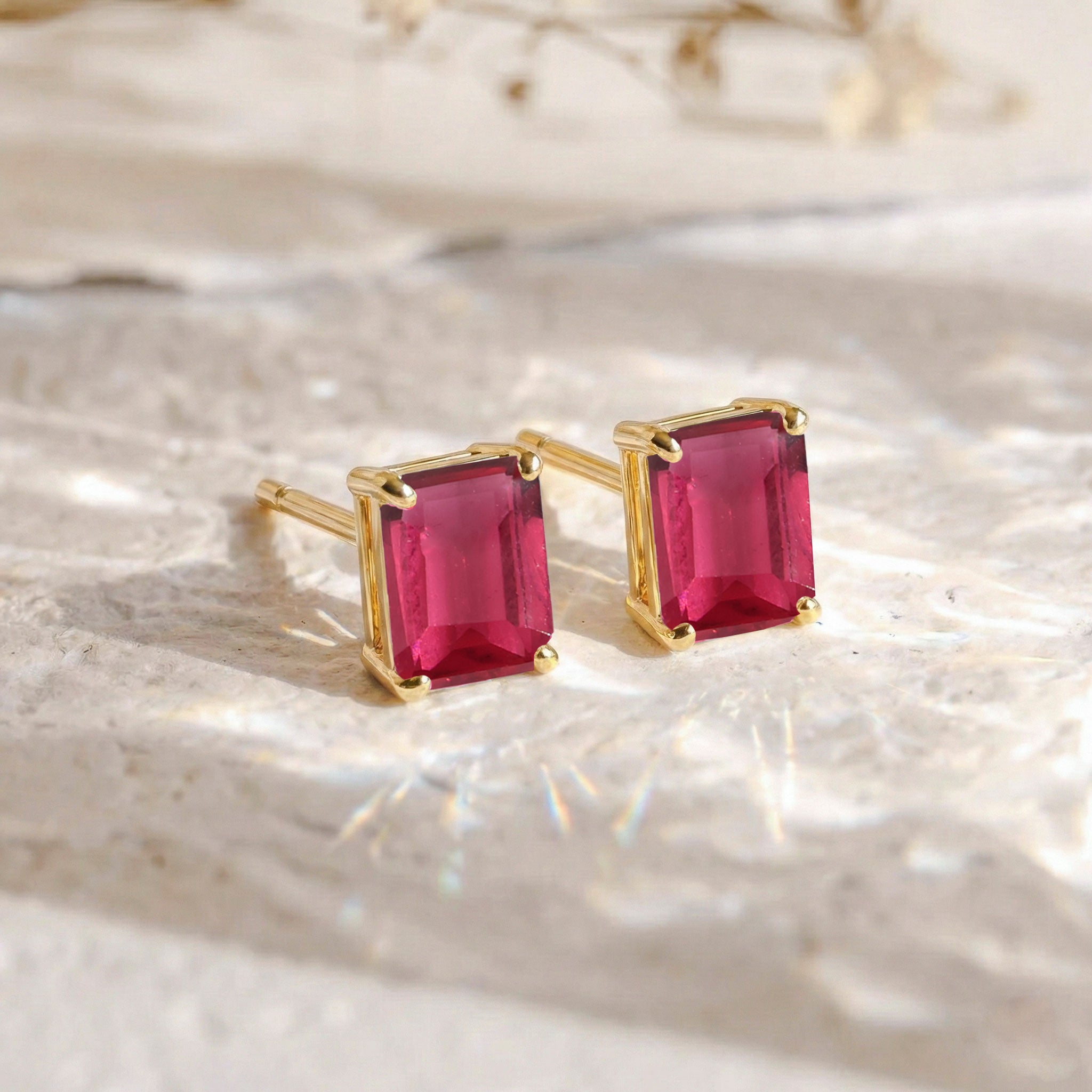 Beautiful Pink Tourmaline Octagon Stud Earrings in 925 Sterling Silver 5.35ct