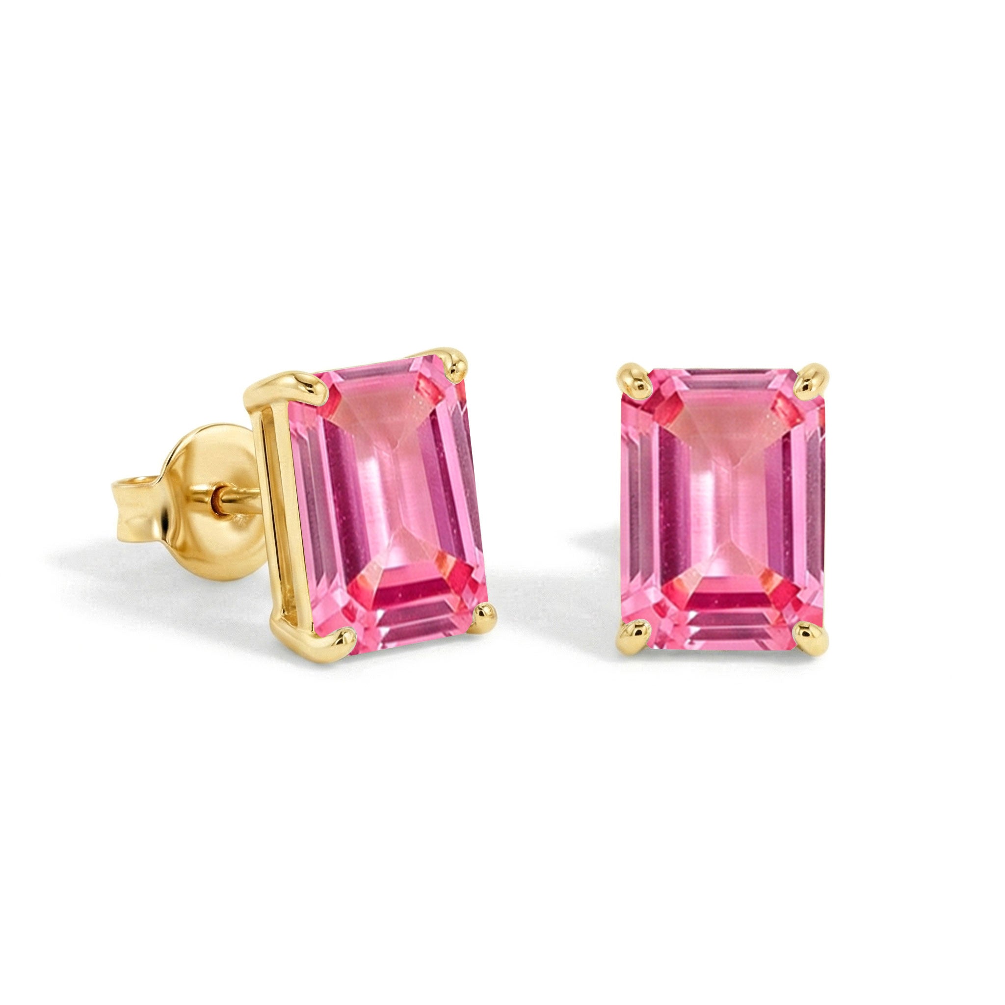 Pink Tourmaline Octagon Stud Earrings in 925 Sterling Silver 5.35ct
