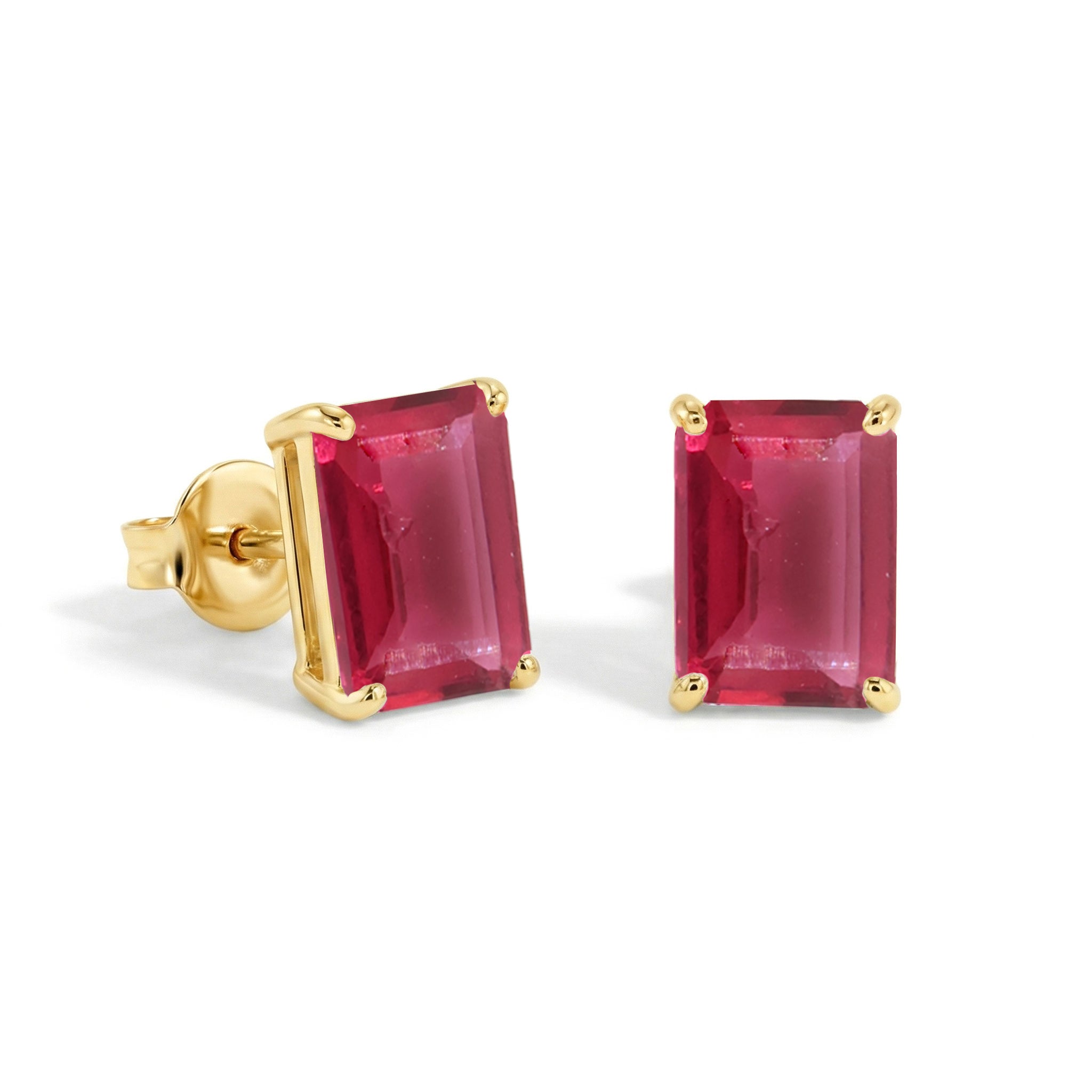 Beautiful Pink Tourmaline Octagon Stud Earrings in 925 Sterling Silver 5.35ct