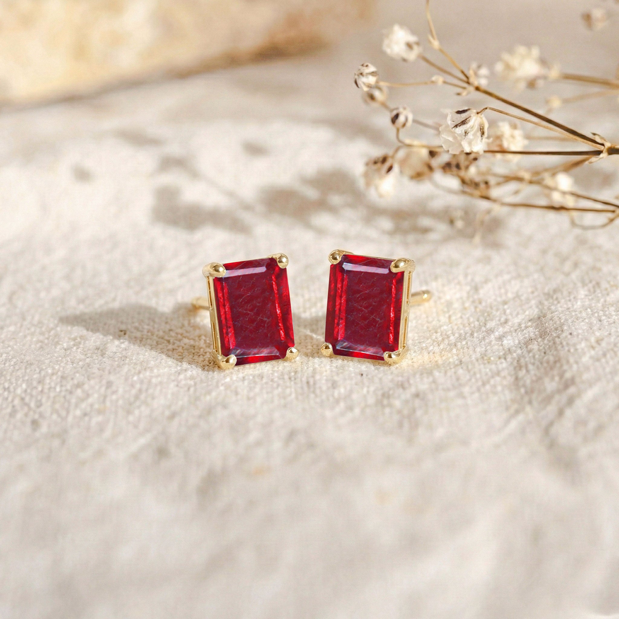 Ruby Octagon Stud Earrings in 925 Sterling Silver 5.35ct
