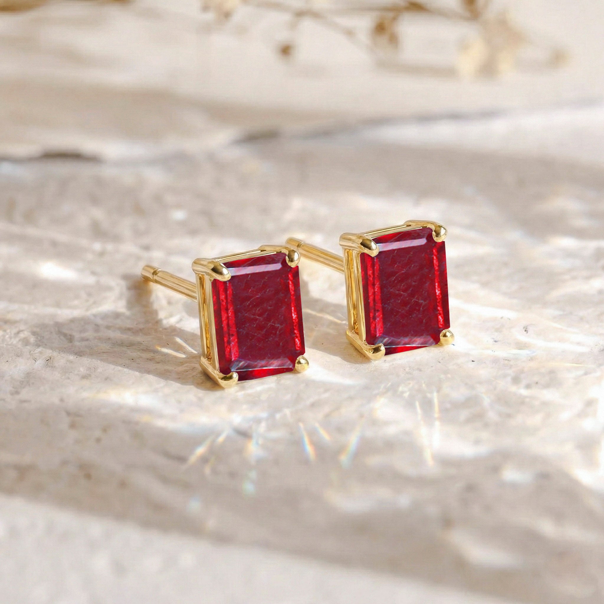 Ruby Octagon Stud Earrings in 925 Sterling Silver 5.35ct
