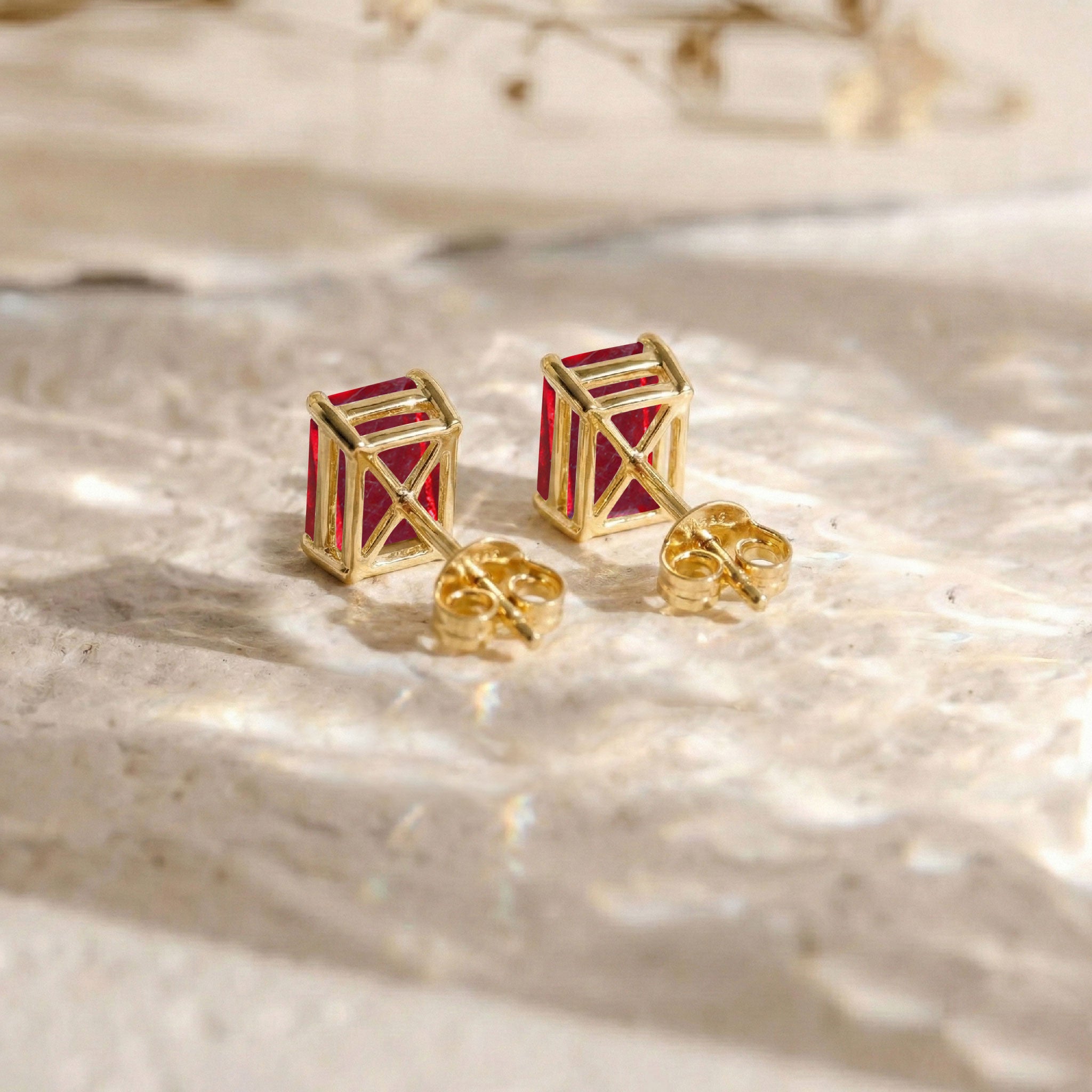 Ruby Octagon Stud Earrings in 925 Sterling Silver 5.35ct
