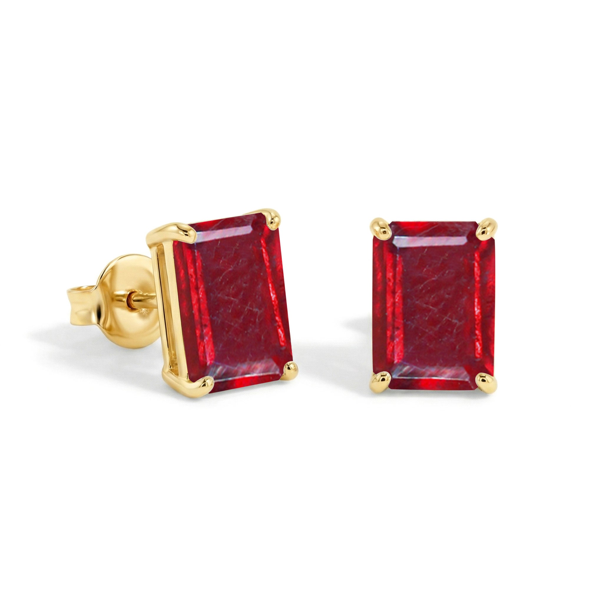 Ruby Octagon Stud Earrings in 925 Sterling Silver 5.35ct
