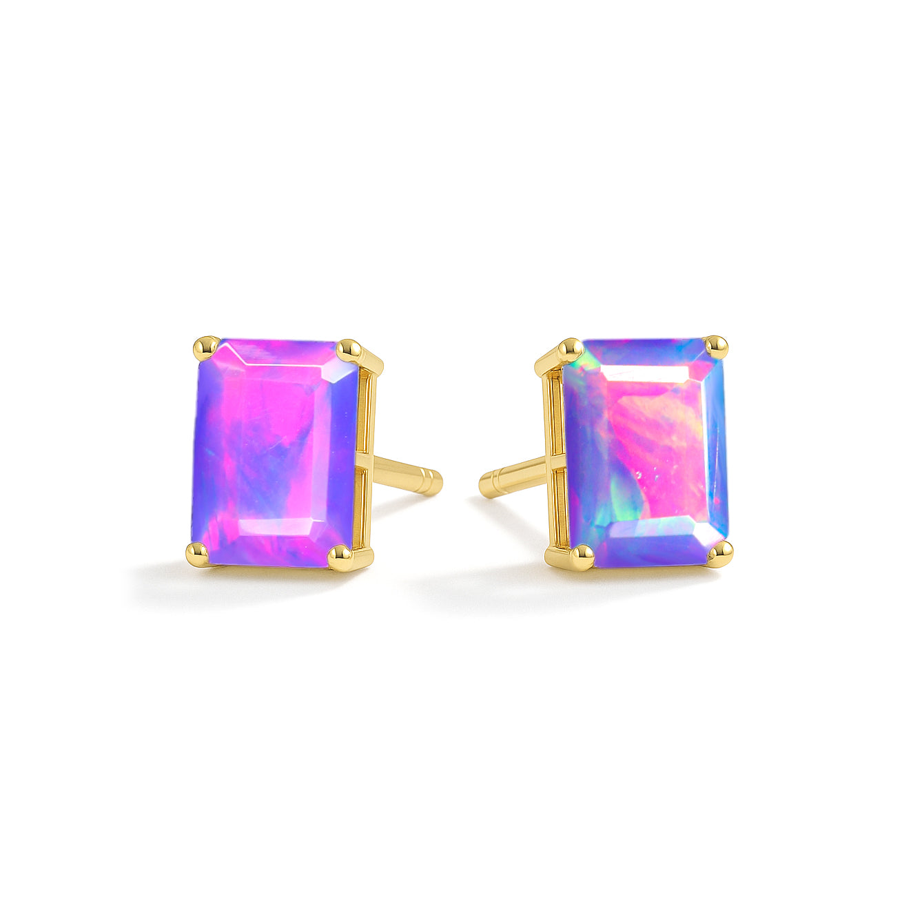 Lavender Opal Octagon Stud Earrings in 925 Sterling Silver | 7x5mm Gemstone