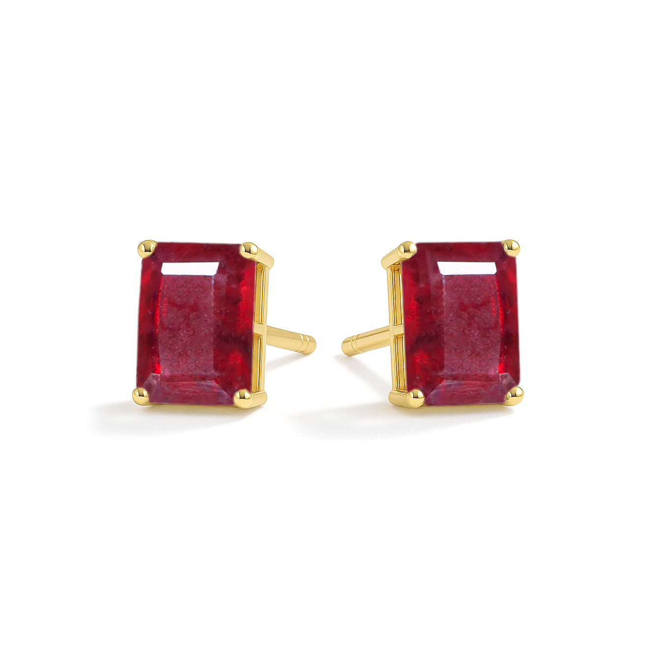 Ruby Octagon Stud Earrings in 925 Sterling Silver | 7x5mm Gemstone