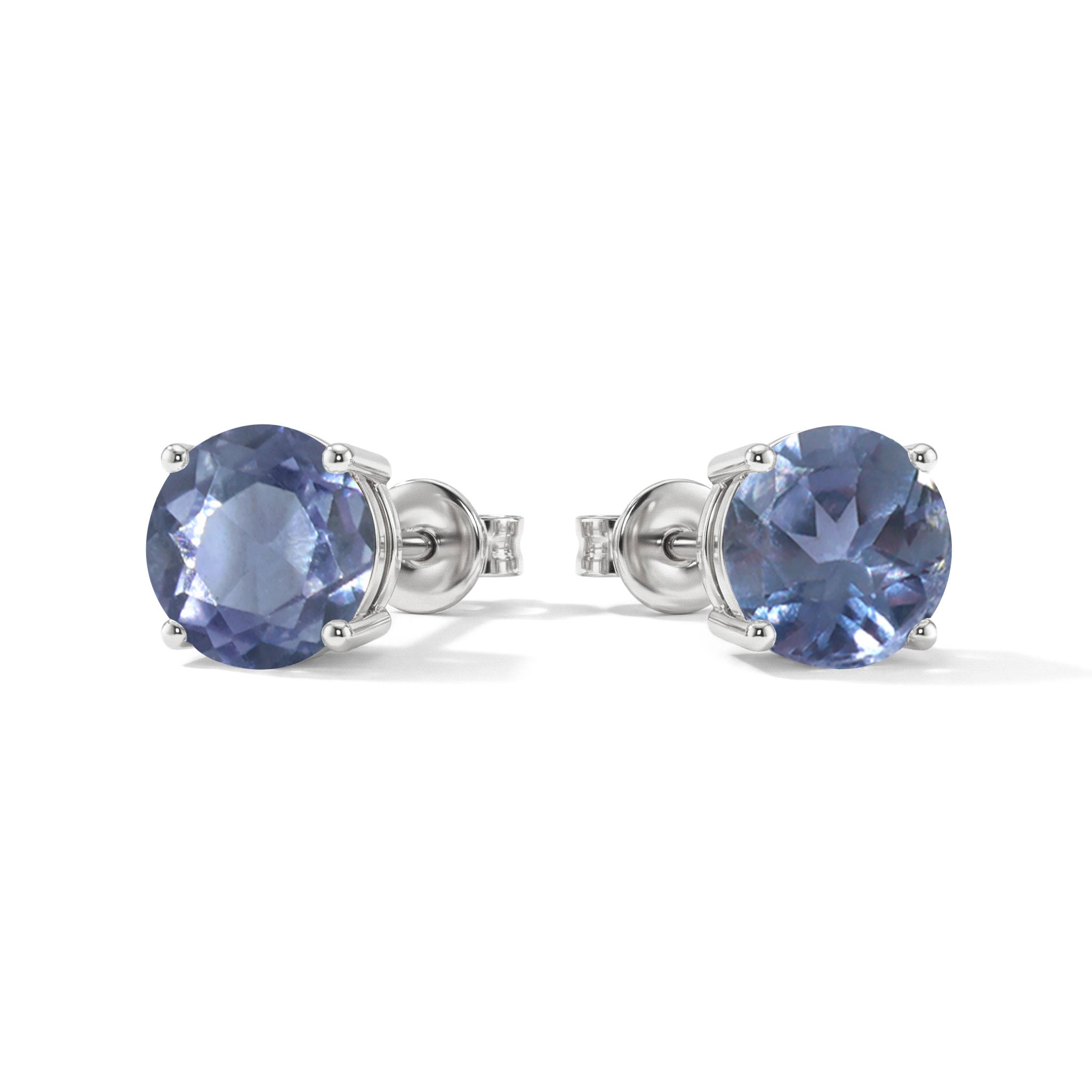 Alexandrite Round Stud Earrings in 925 Sterling Silver 5.15ct