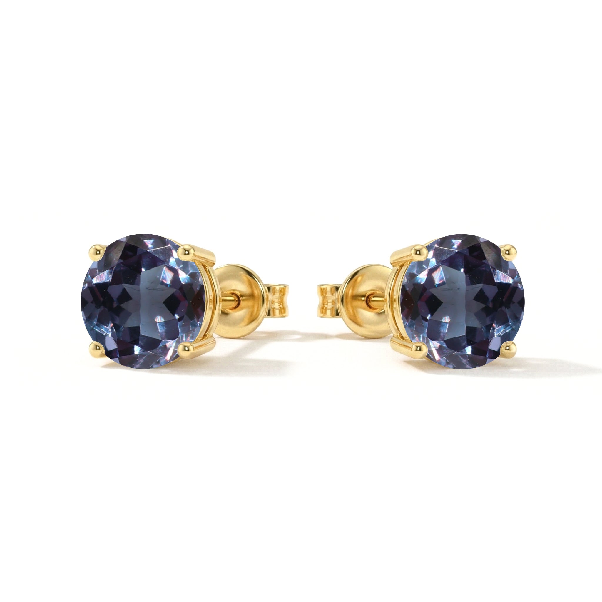 Round alexandrite earrings 5.15ct 925 silver