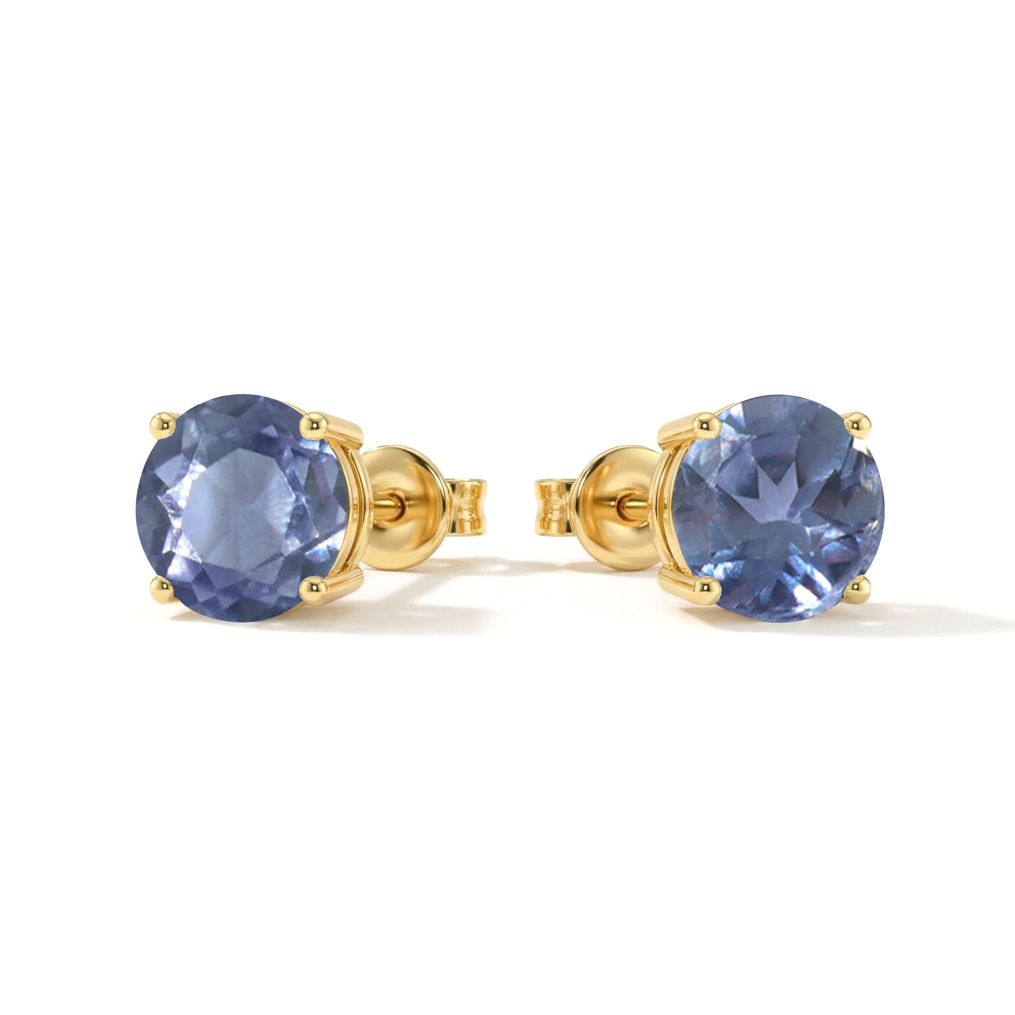 Alexandrite Round Stud Earrings in 925 Sterling Silver 5.15ct