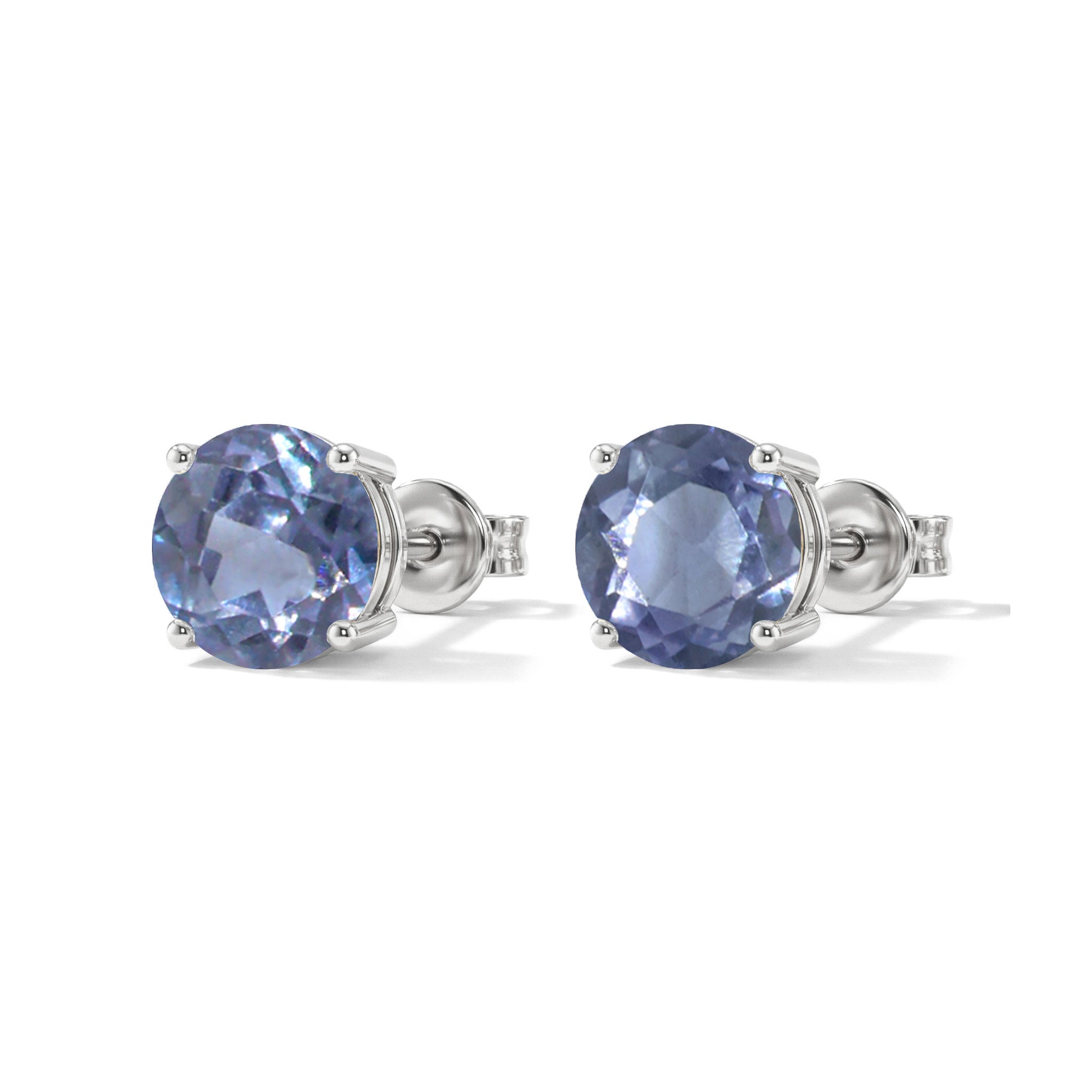 Alexandrite Round Stud Earrings in 925 Sterling Silver 5.15ct