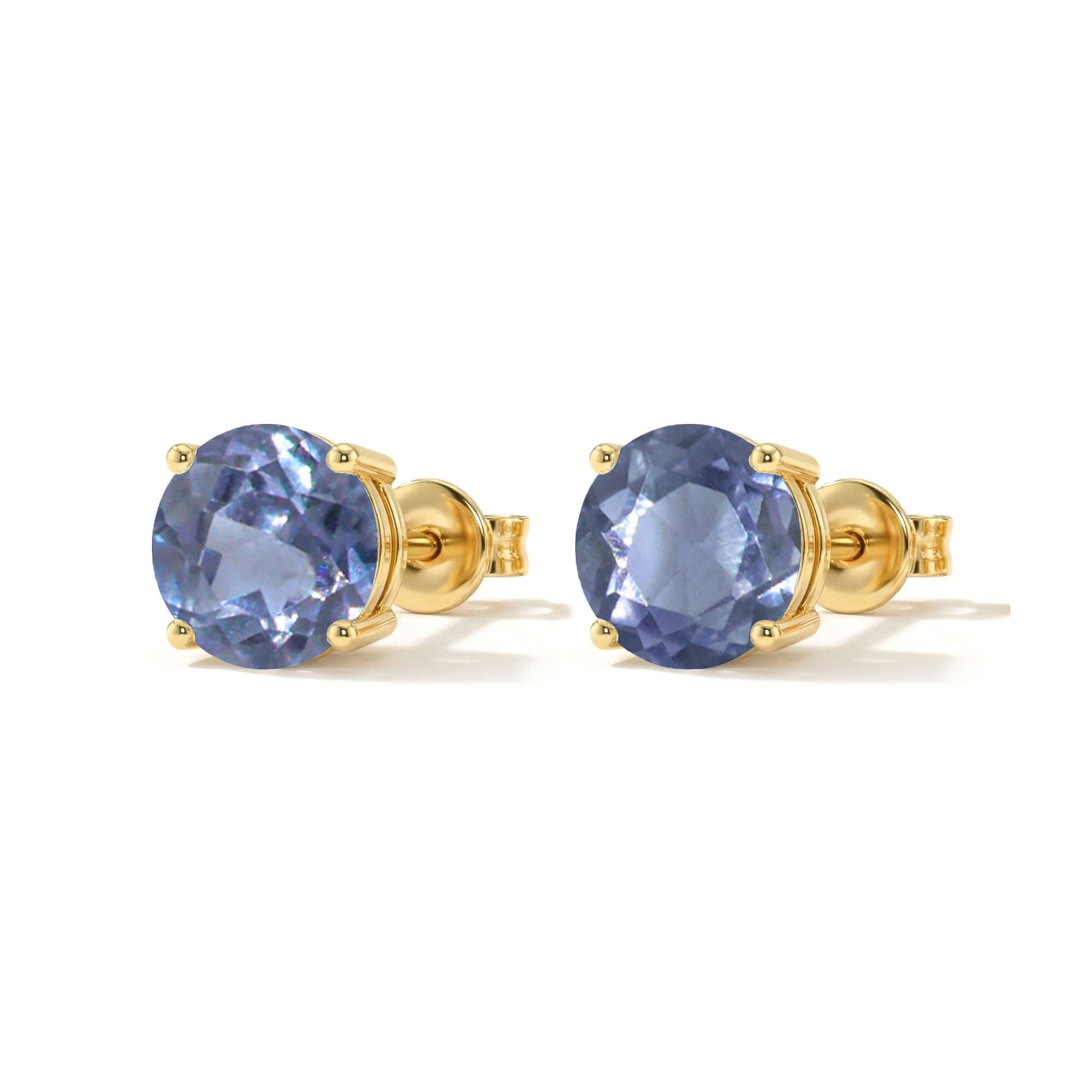 Alexandrite Round Stud Earrings in 925 Sterling Silver 5.15ct