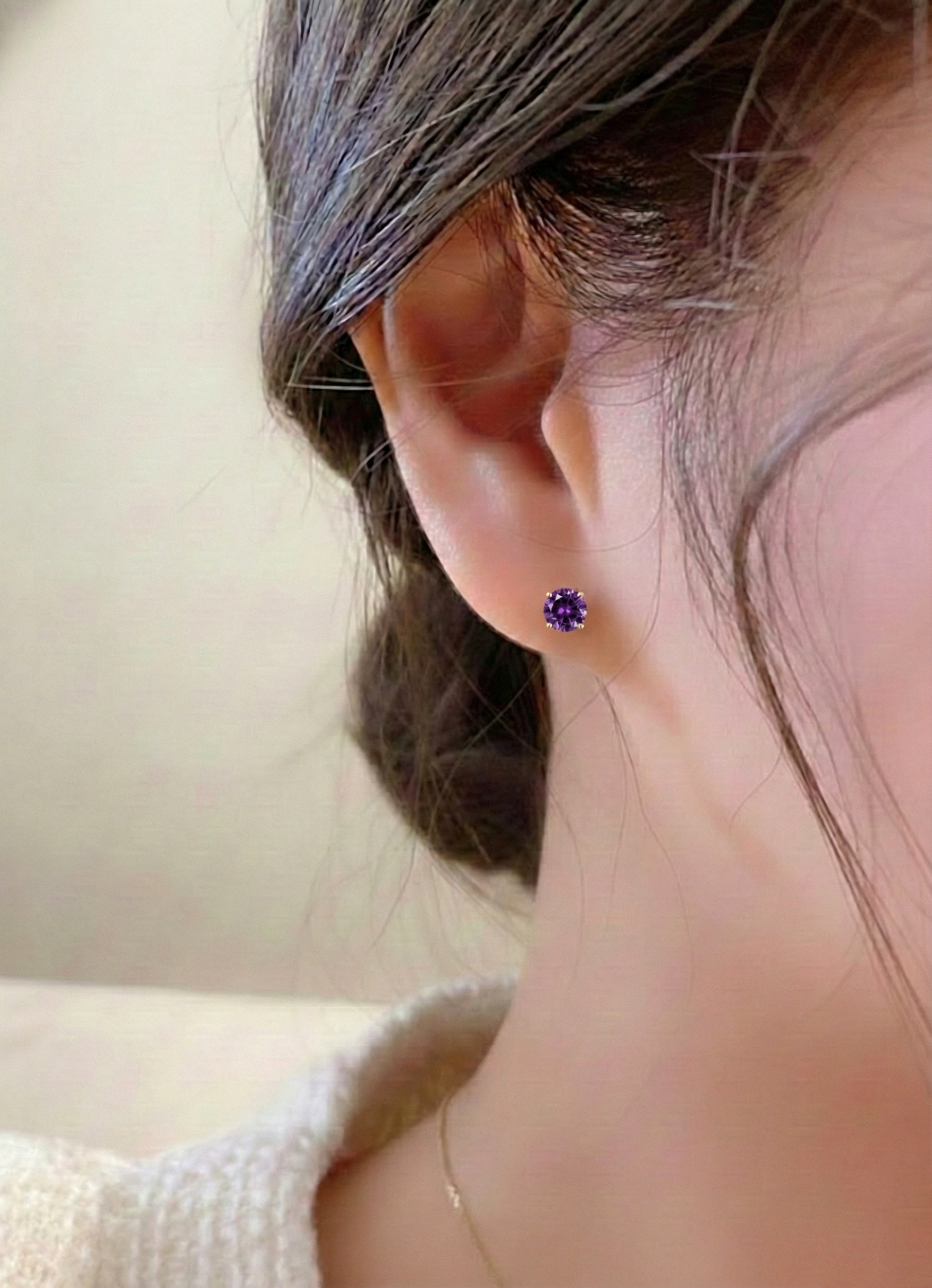 Amethyst Round Stud Earrings in 925 Sterling Silver 5.15ct