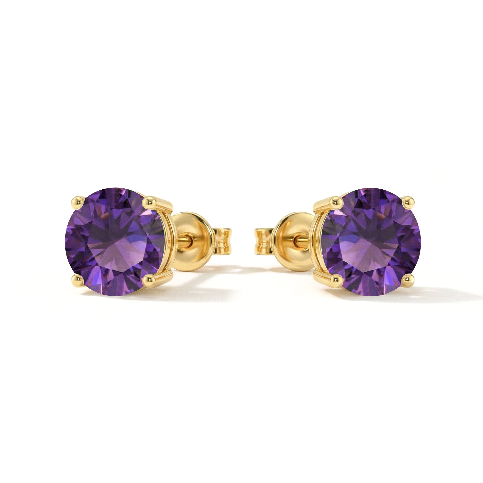 Amethyst Round Stud Earrings in 925 Sterling Silver 5.15ct
