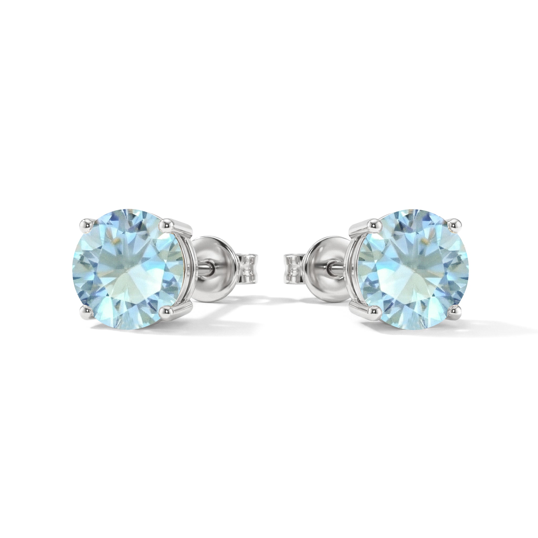 Aquamarine Round Stud Earrings in 925 Sterling Silver 5.15ct