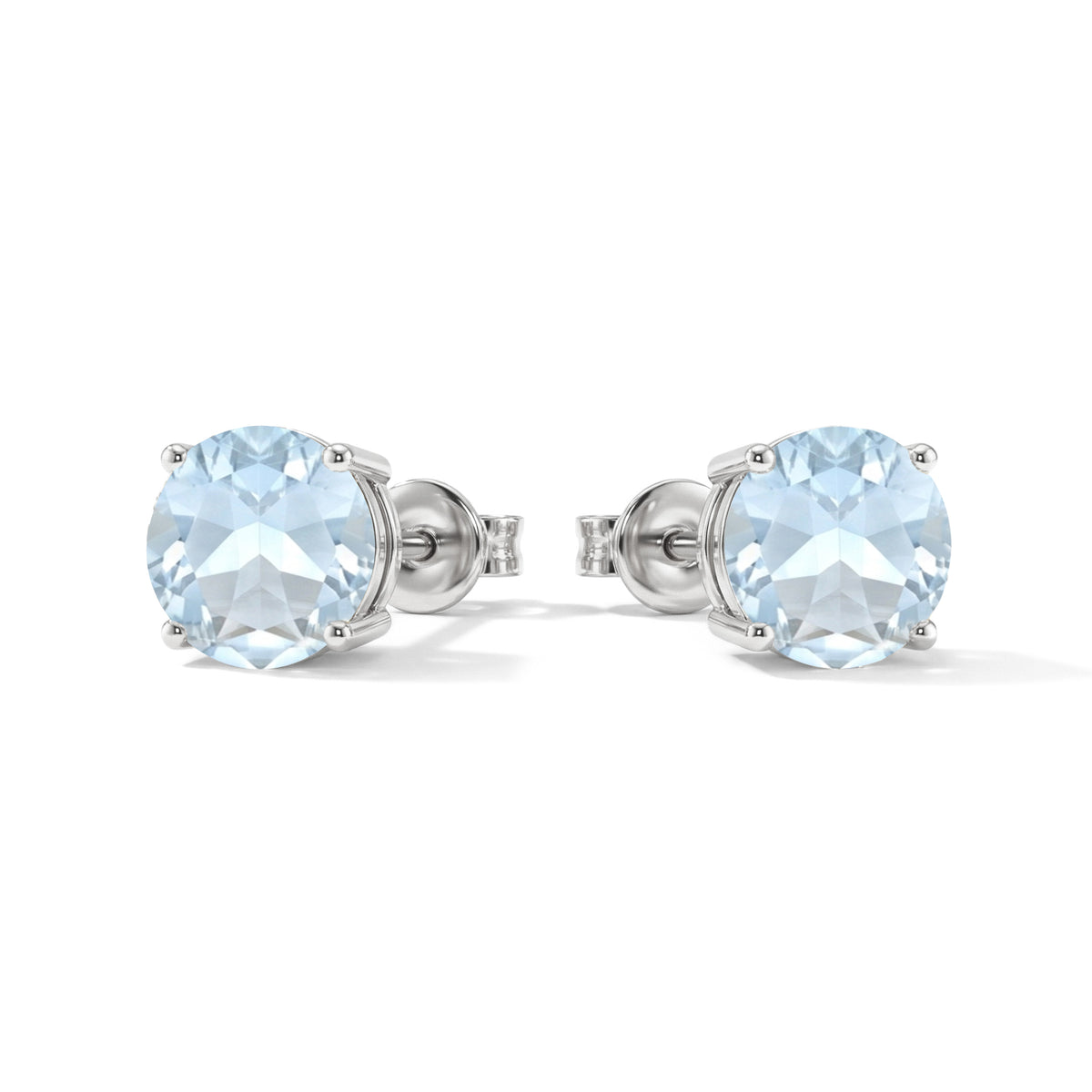 Aquamarine Round Stud Earrings in 925 Sterling Silver 5.15ct