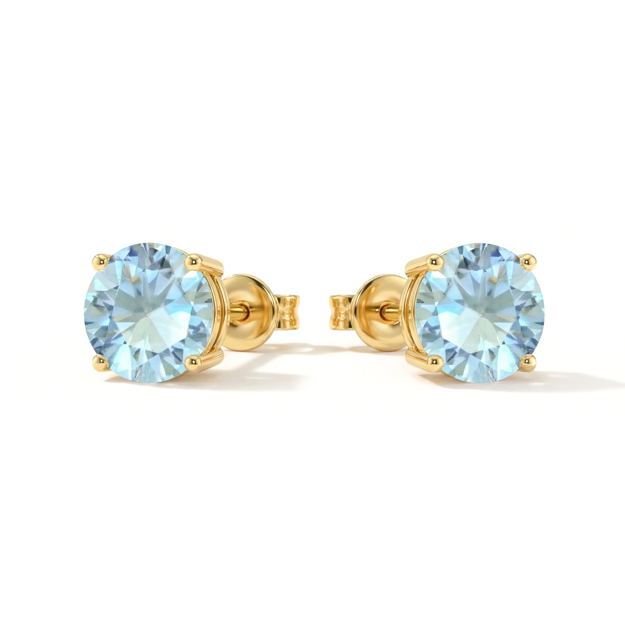 Aquamarine Round Stud Earrings in 925 Sterling Silver 5.15ct