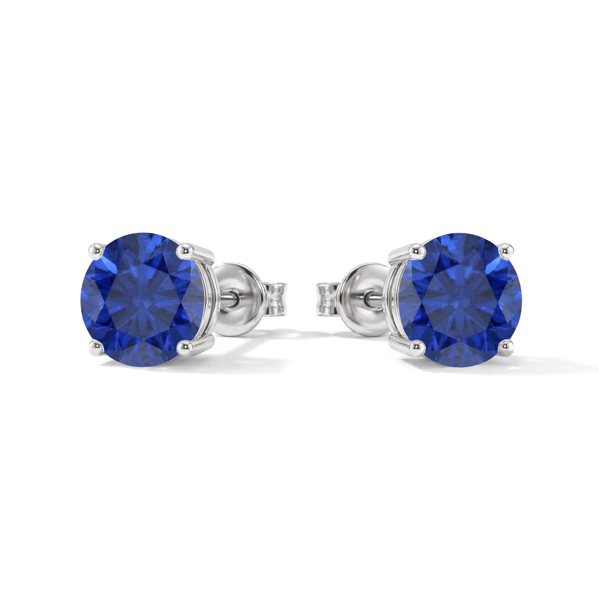 Blue Sapphire Earrings Kite Stud Style 